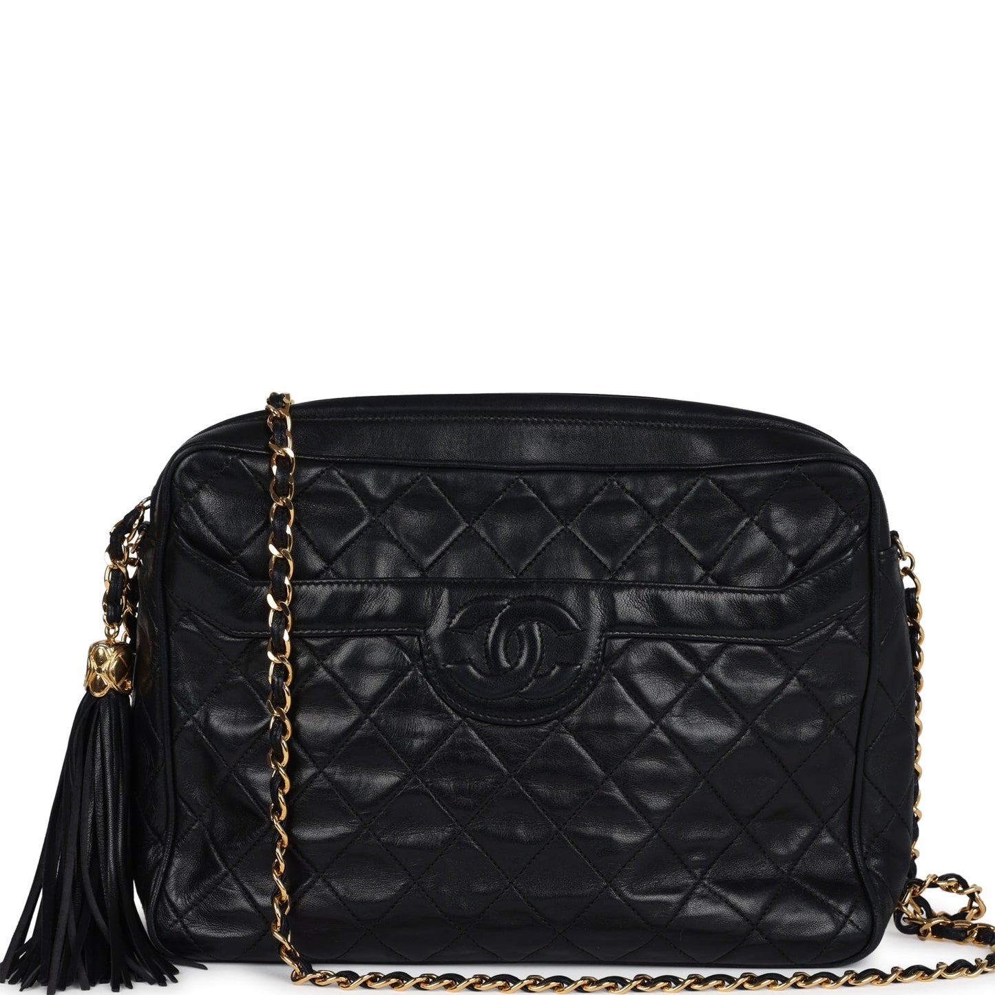 Chanel Large Front Pocket Camera Bag Black Lambskin Gold Hardware