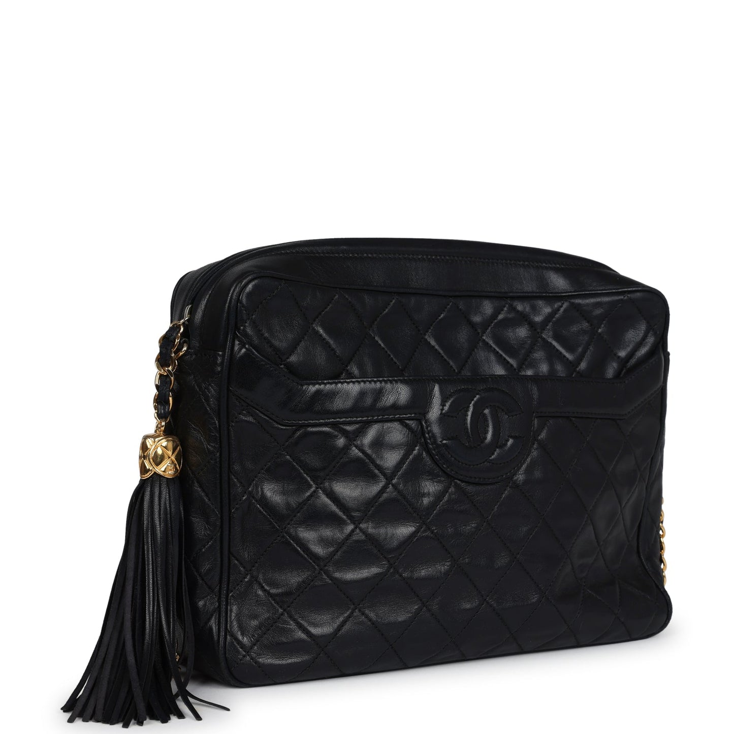 Chanel Large Front Pocket Camera Bag Black Lambskin Gold Hardware