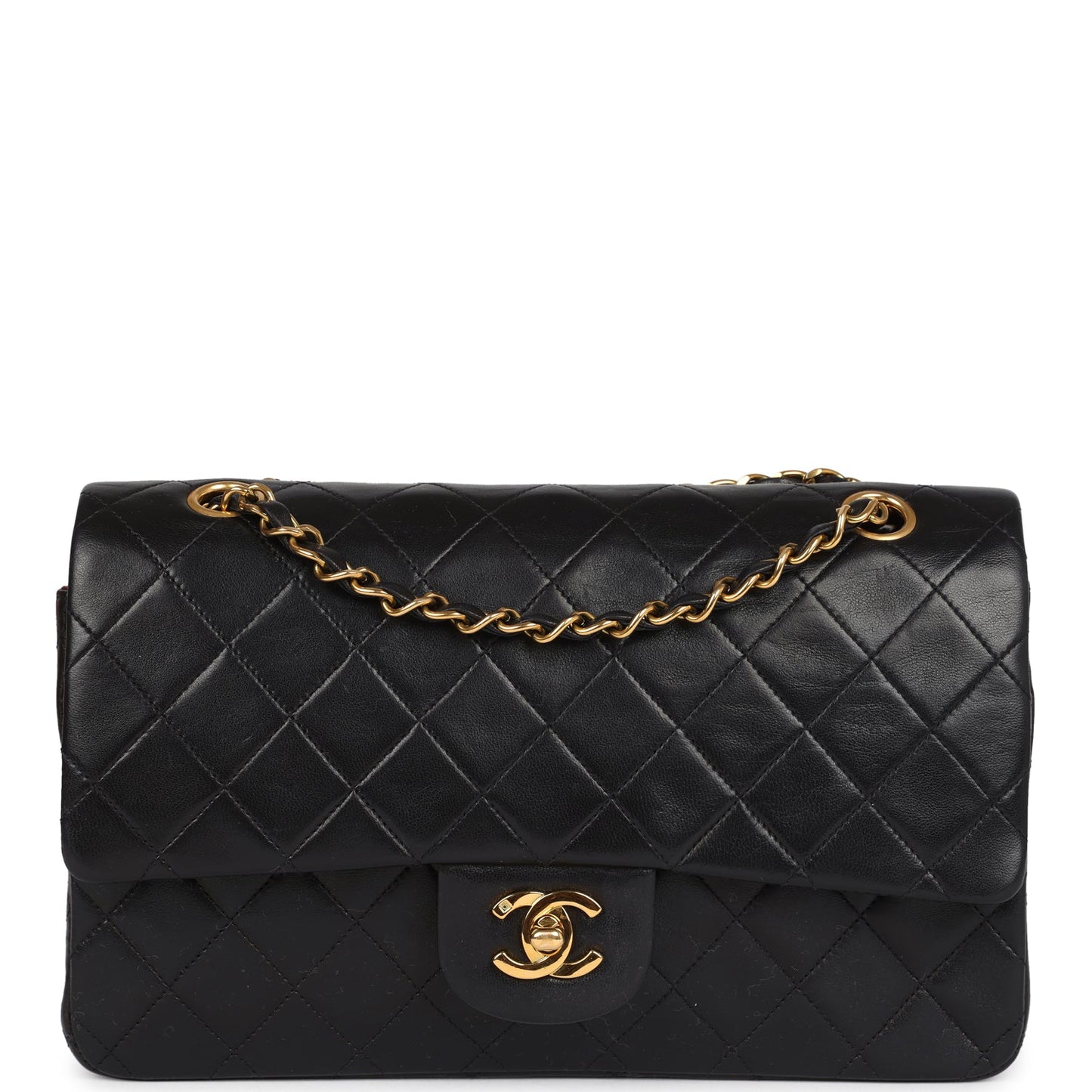 Chanel Medium Classic Double Flap Bag Black Lambskin Gold Hardware