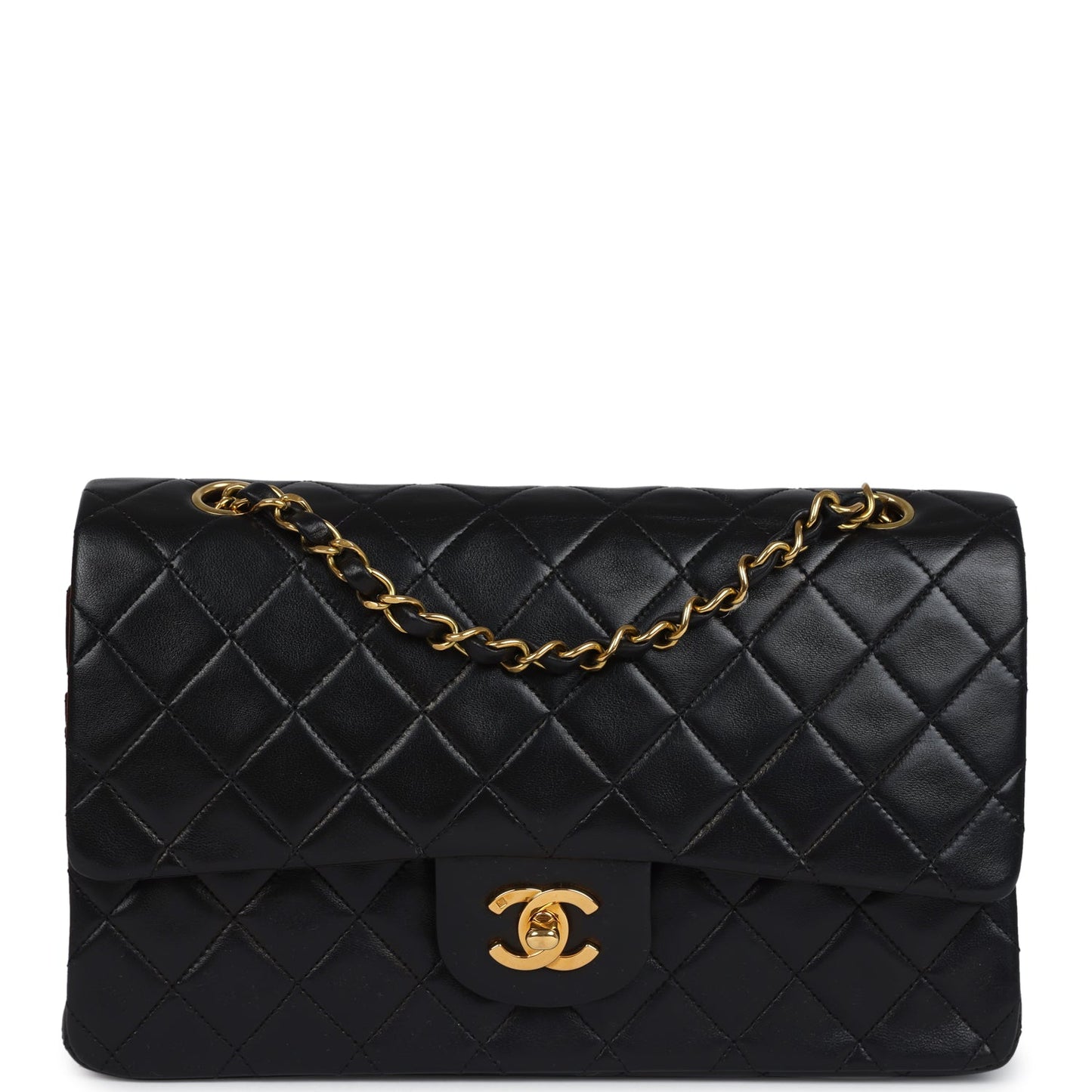 Chanel Medium Classic Double Flap Bag Black Lambskin Gold Hardware