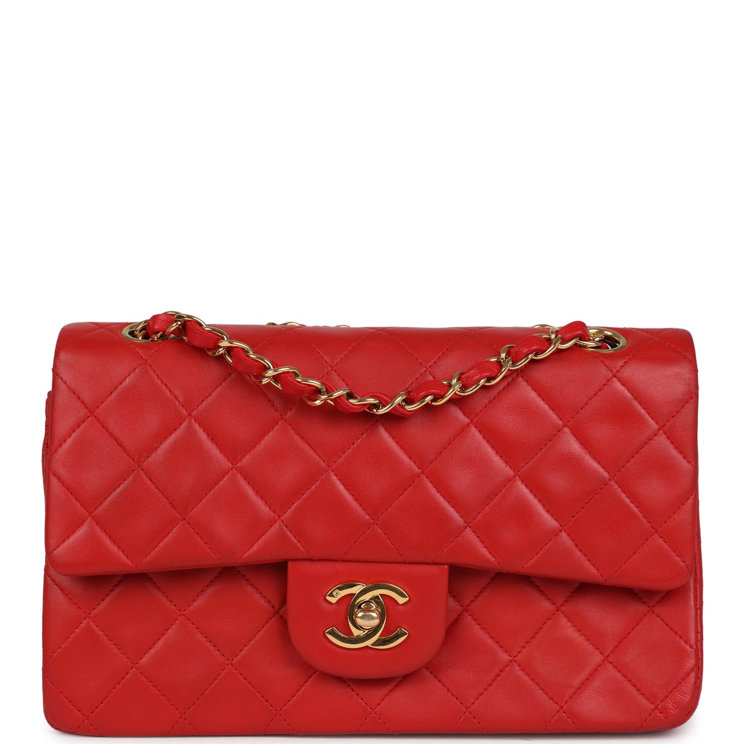Chanel  Small Classic Double Flap Bag Red Lambskin Gold Hardware