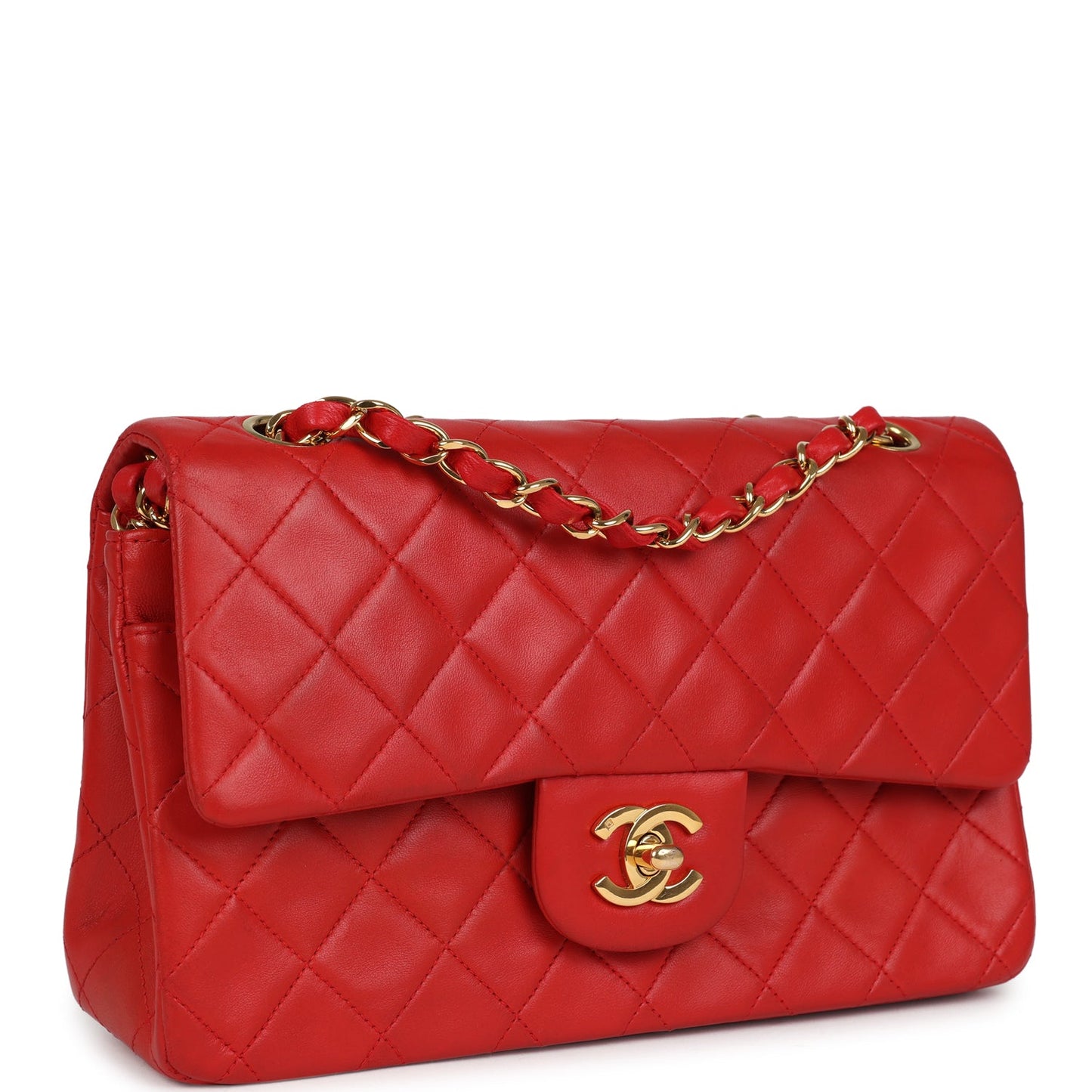 Chanel  Small Classic Double Flap Bag Red Lambskin Gold Hardware