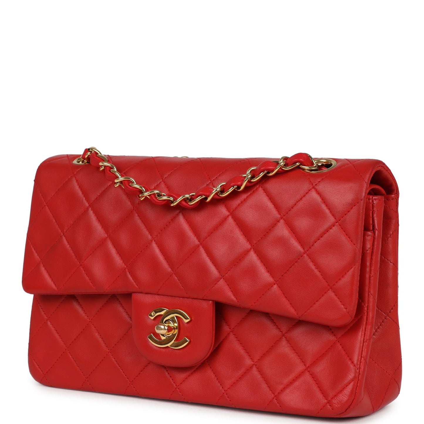 Chanel  Small Classic Double Flap Bag Red Lambskin Gold Hardware