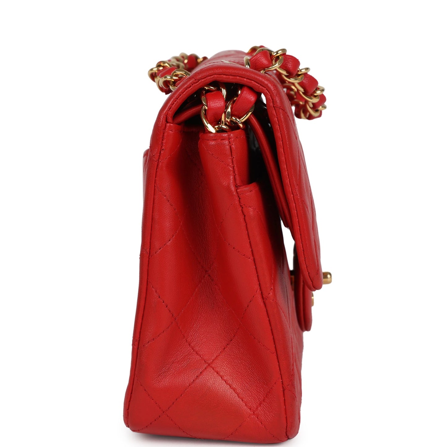Chanel  Small Classic Double Flap Bag Red Lambskin Gold Hardware