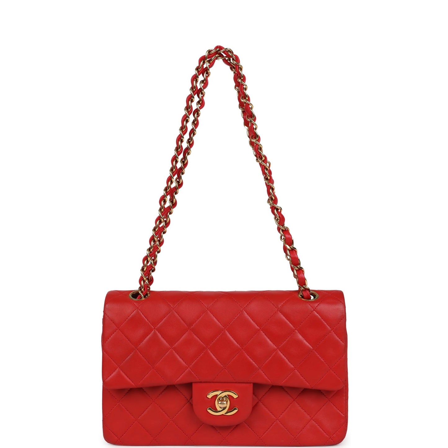Chanel  Small Classic Double Flap Bag Red Lambskin Gold Hardware