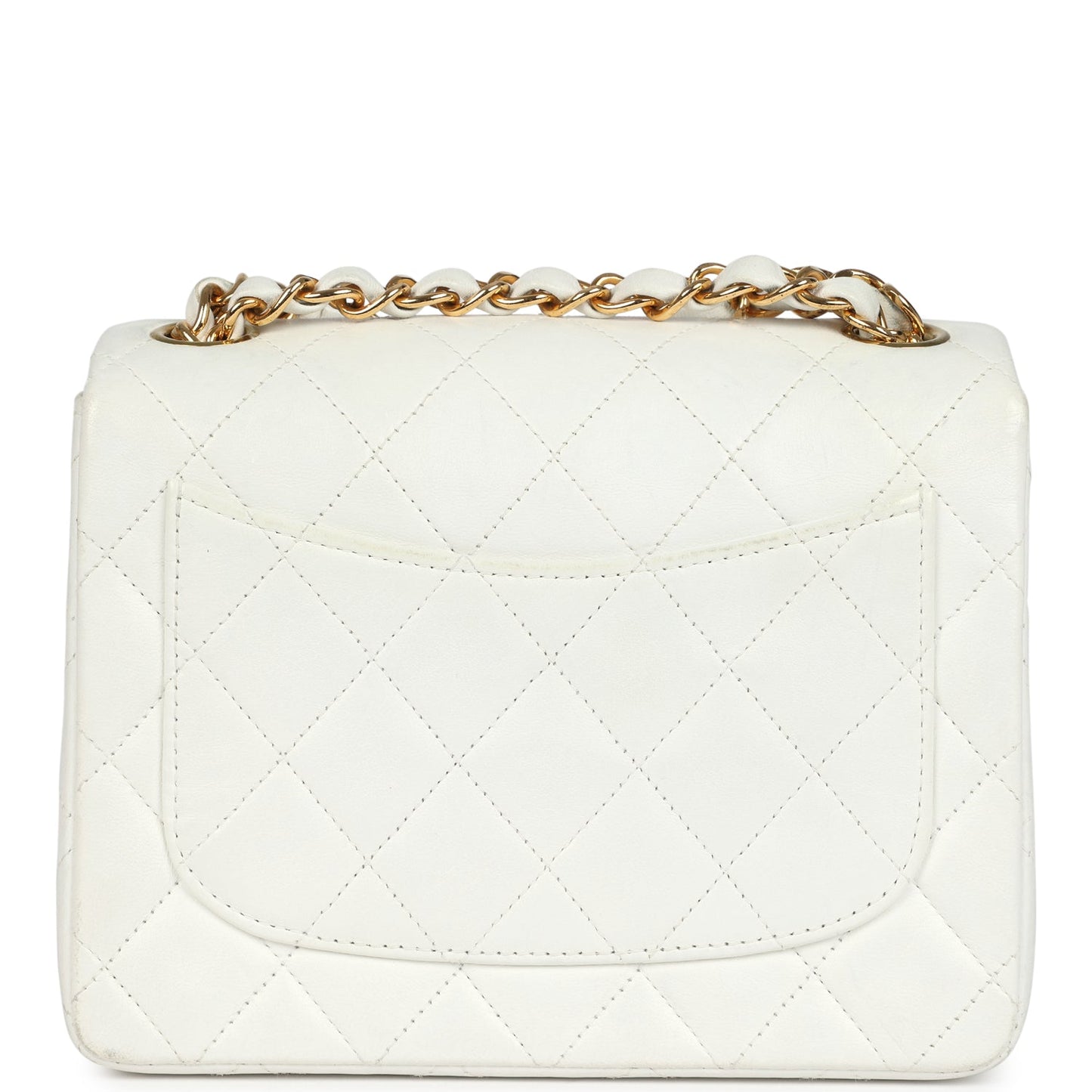Chanel Mini Square Flap Bag White Lambskin Gold Hardware
