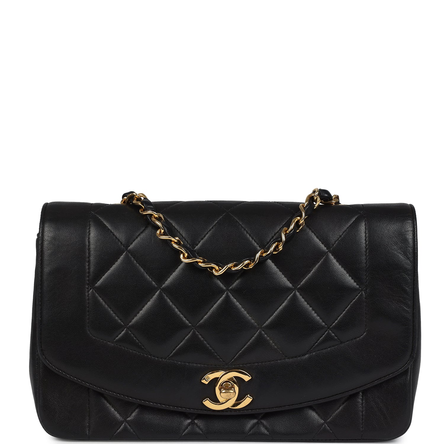 Chanel Small Diana Flap Bag Black Lambskin Gold Hardware