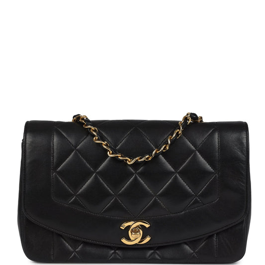 Chanel Small Diana Flap Bag Black Lambskin Gold Hardware