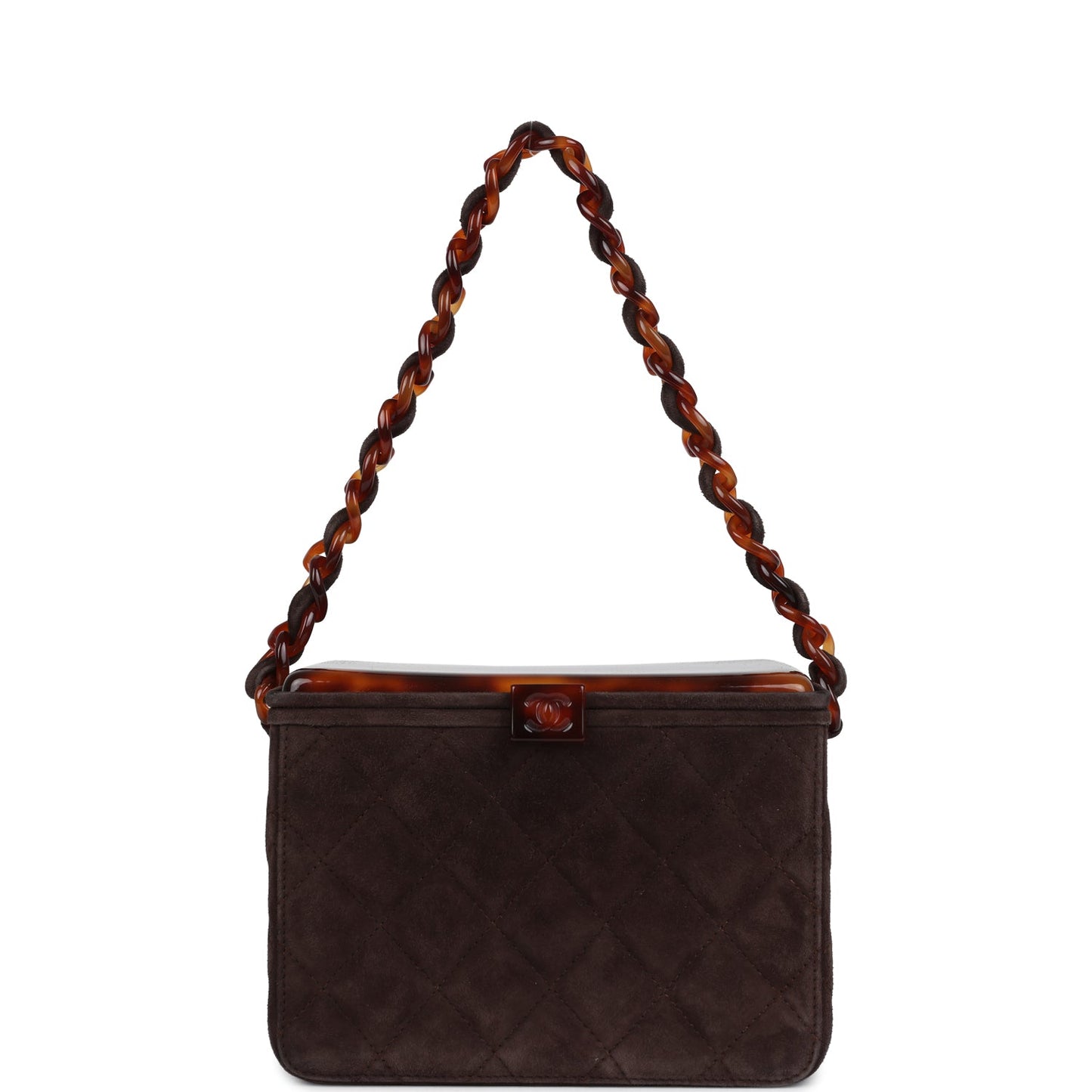 Chanel Vanity Box Bag Brown Suede and Tortoiseshell Bakelite Hardware