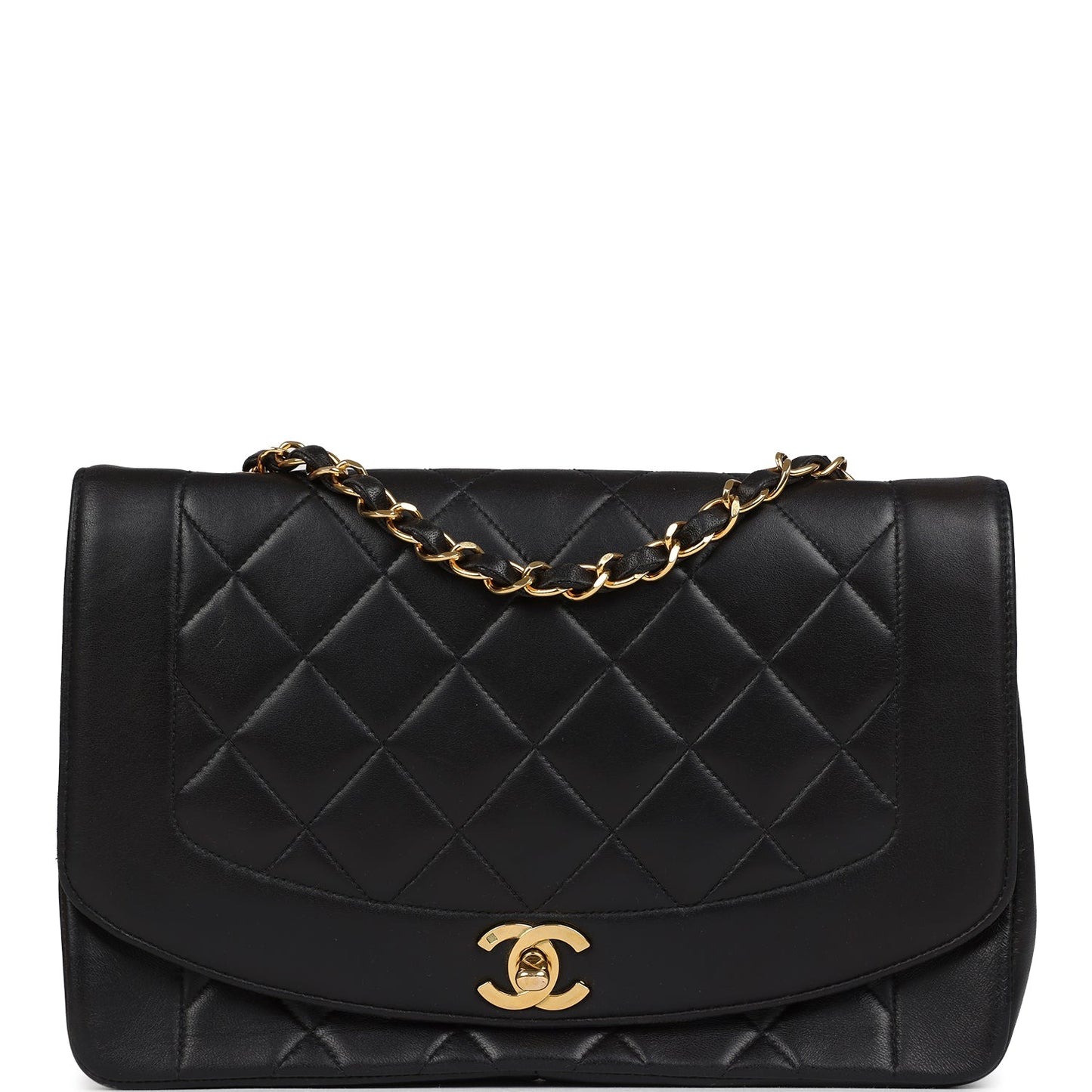 Chanel Medium Diana Flap Bag Black Lambskin Gold Hardware