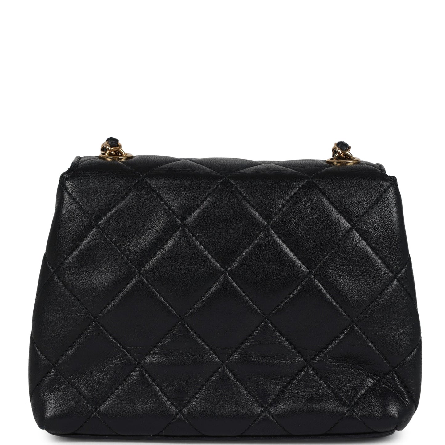 Chanel Mini Camellia Flap Bag Black Lambskin Gold Hardware