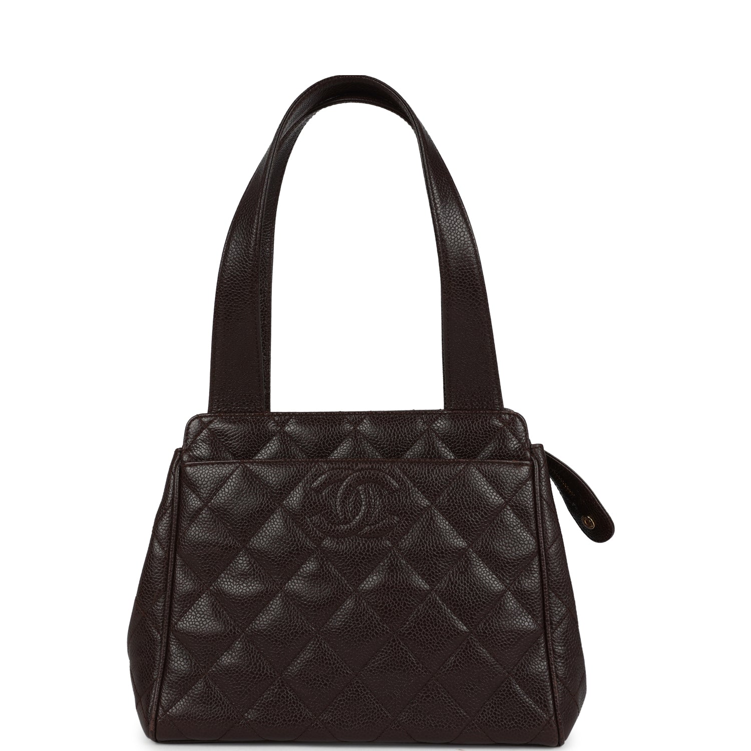 Chanel Mini Shopper Shoulder Bag Brown Caviar Gold Hardware