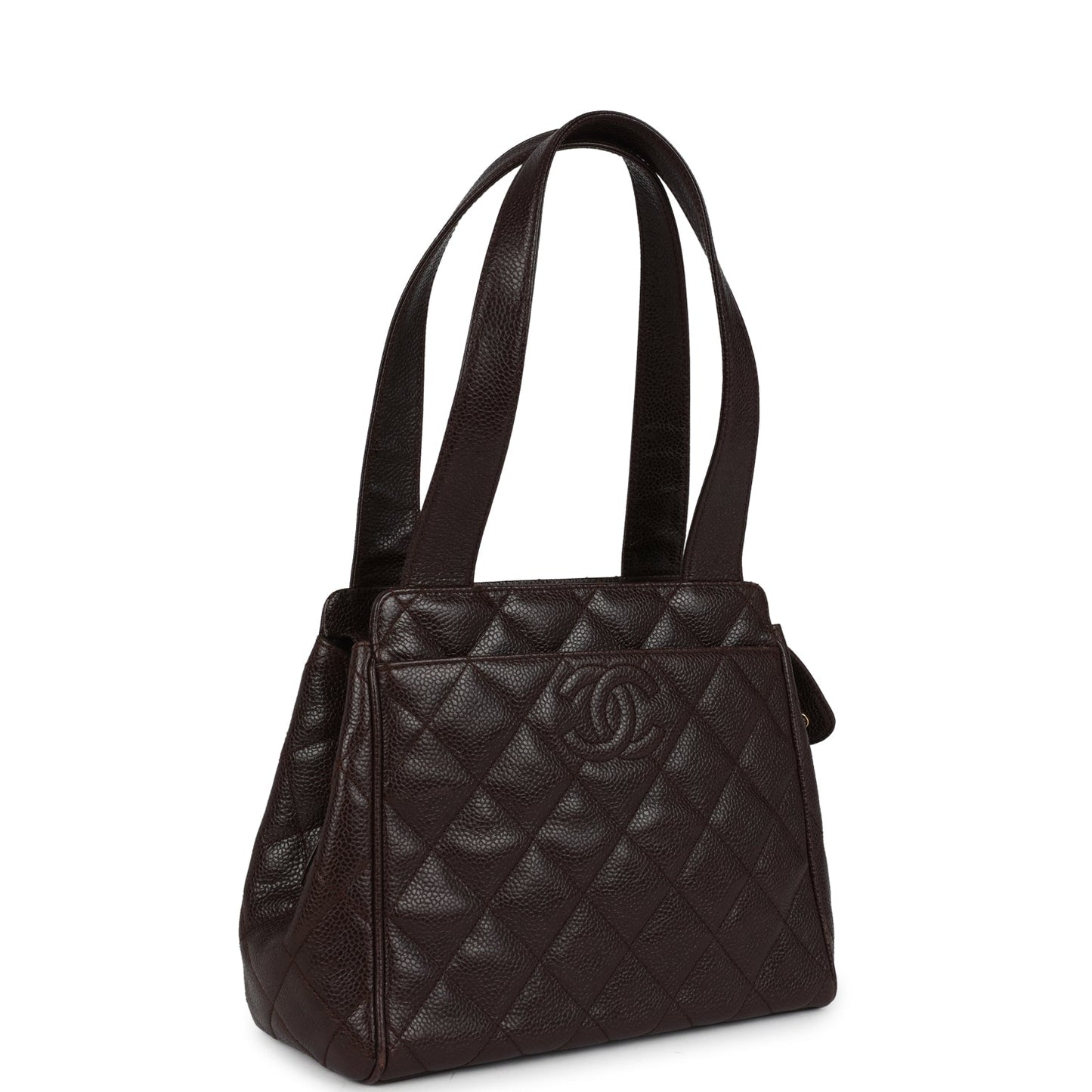 Chanel Mini Shopper Shoulder Bag Brown Caviar Gold Hardware