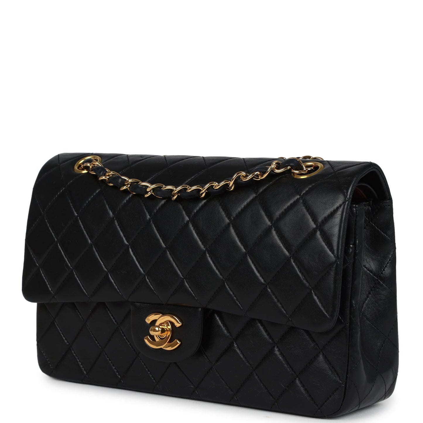 Chanel Medium Classic Double Flap Bag Black Lambskin Gold Hardware