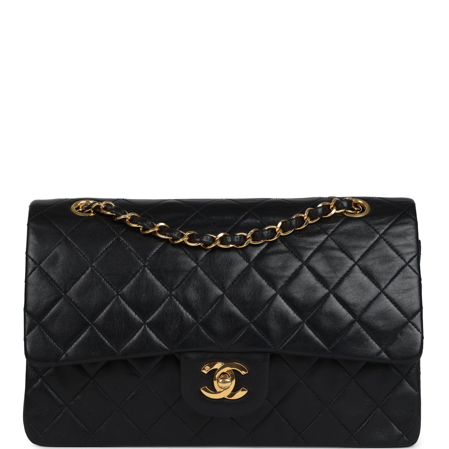 Chanel Medium Classic Double Flap Bag Black Lambskin Gold Hardware