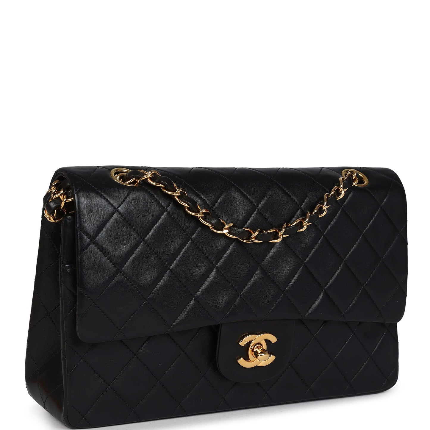 Chanel Medium Classic Double Flap Bag Black Lambskin Gold Hardware
