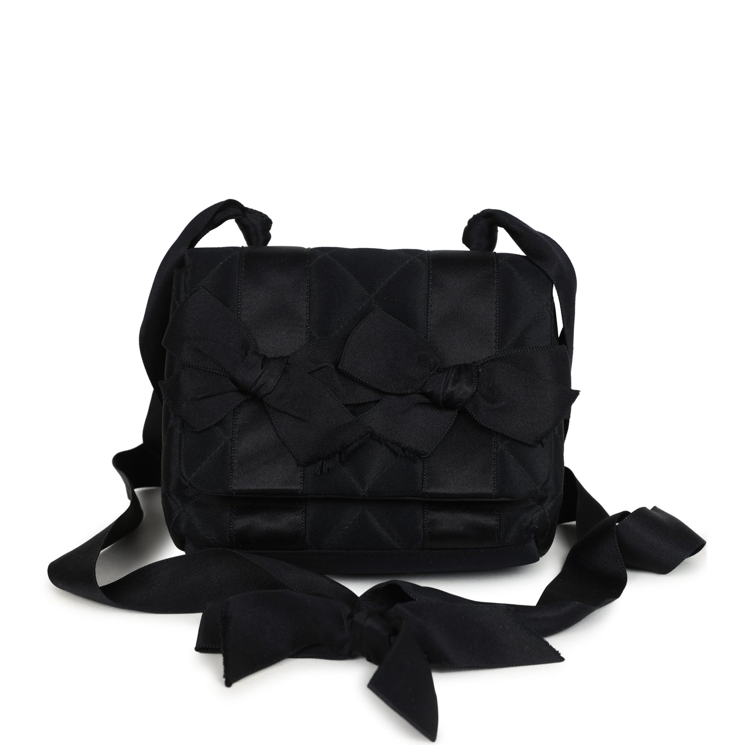 Chanel Mini Bow Shoulder Bag Black Satin Gold Hardware