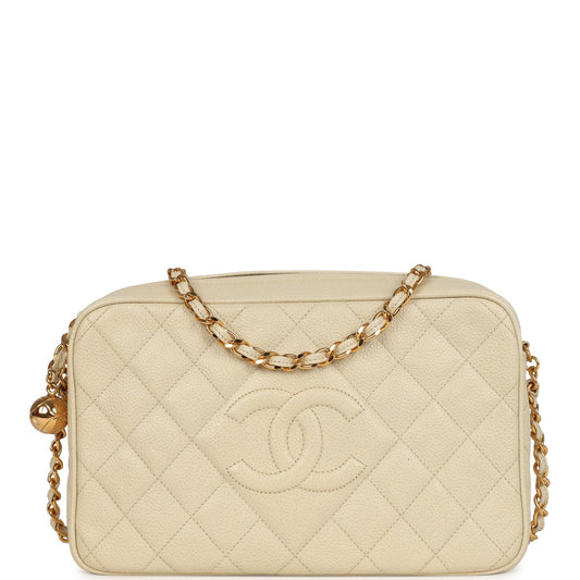 Chanel Medium Camera Bag Light Beige Caviar Gold Hardware