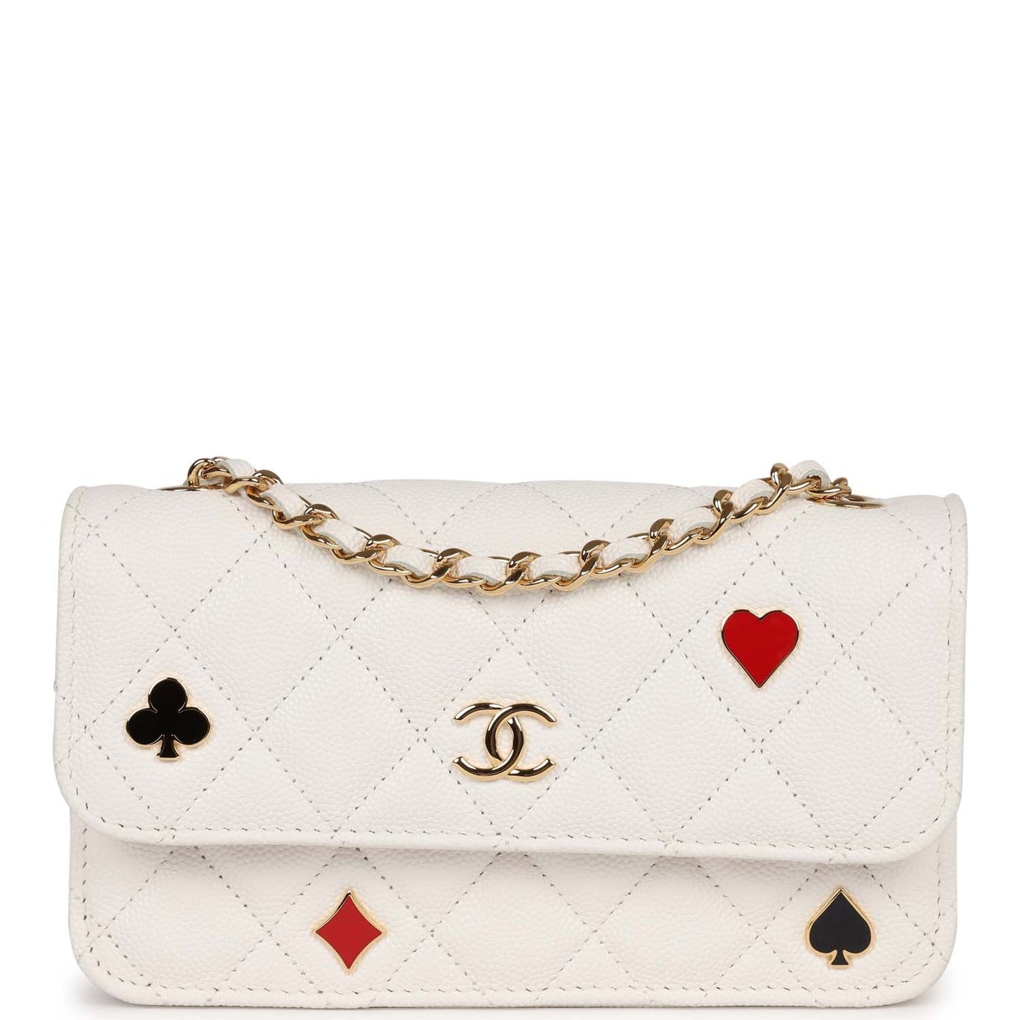 Chanel Monaco Wallet on Chain WOC White Caviar Gold Hardware Crossbody
