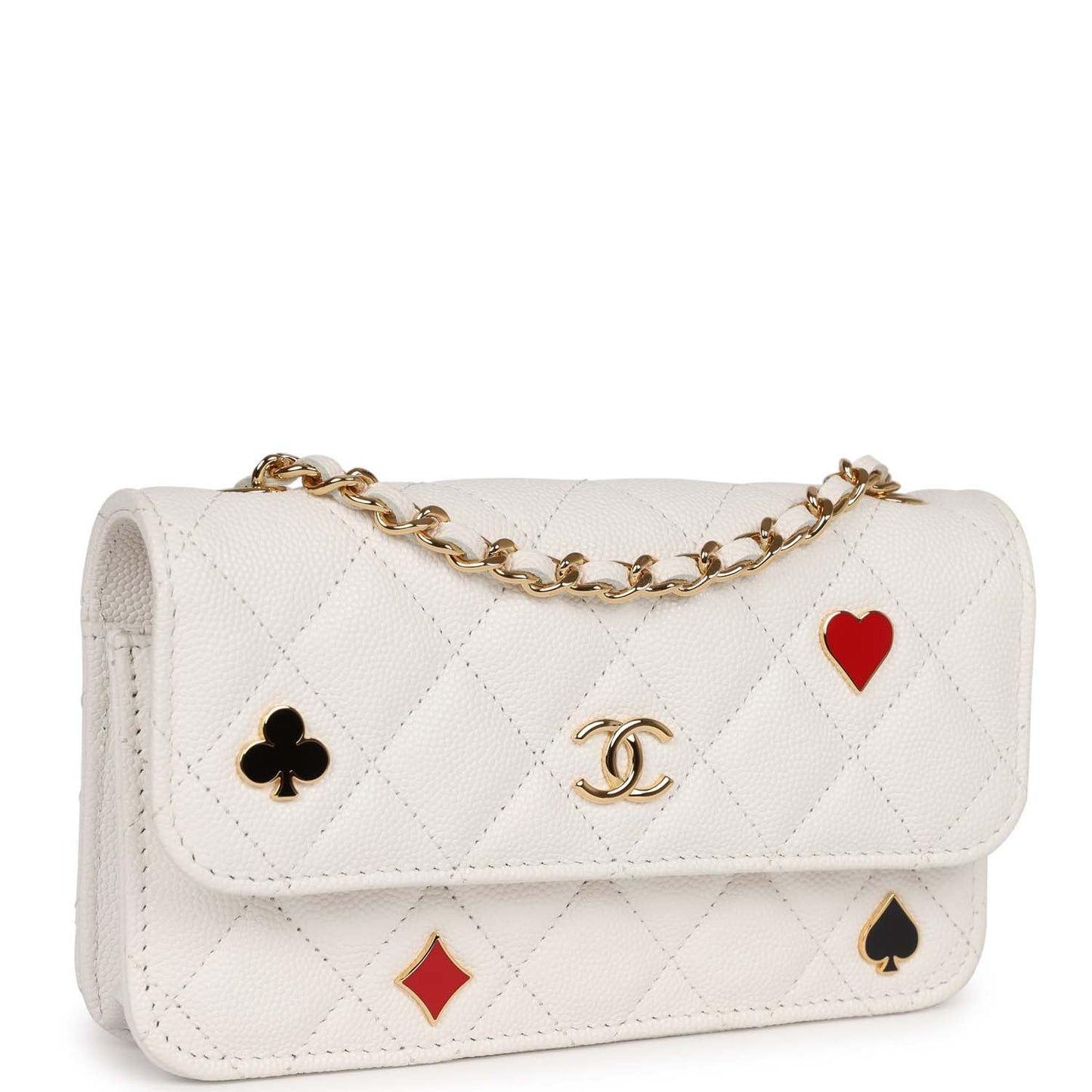 Chanel Monaco Wallet on Chain WOC White Caviar Gold Hardware Crossbody