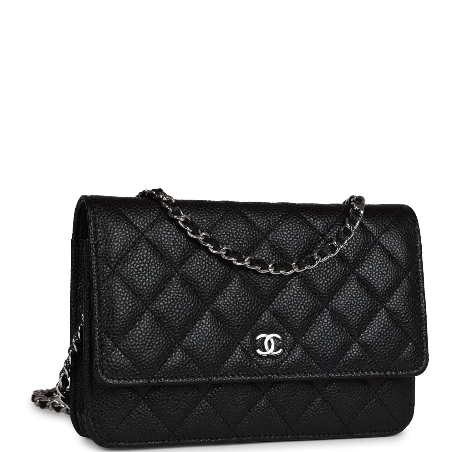 Chanel Wallet On Chain WOC Black Caviar Silver Hardware Crossbody