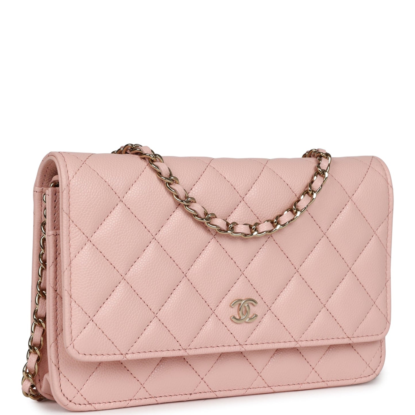 Chanel Wallet On Chain WOC Light Pink Caviar Light Gold Hardware Crossbody