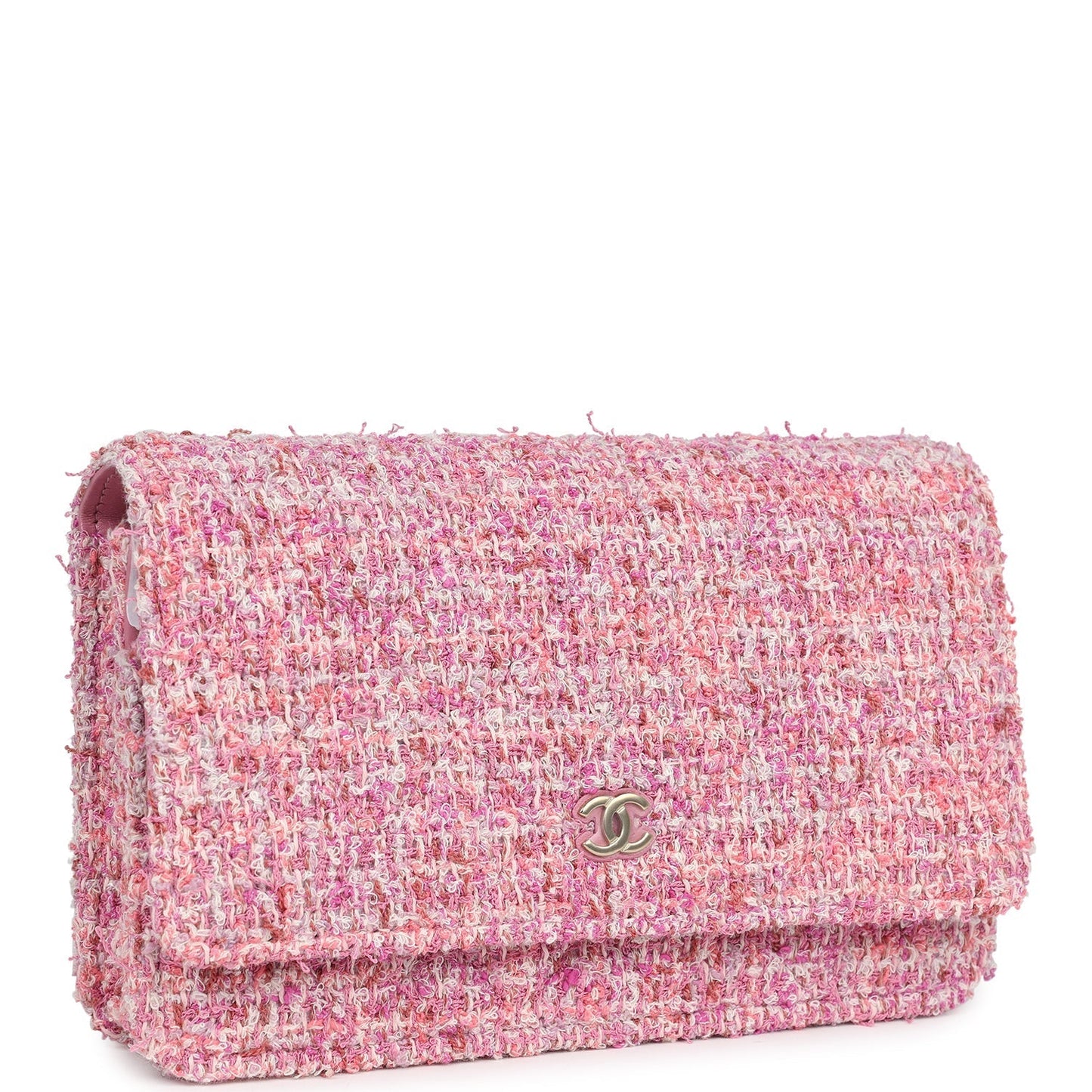 Chanel Classic Wallet On Chain WOC Pink Multicolored Tweed Gold Hardware Crossbody