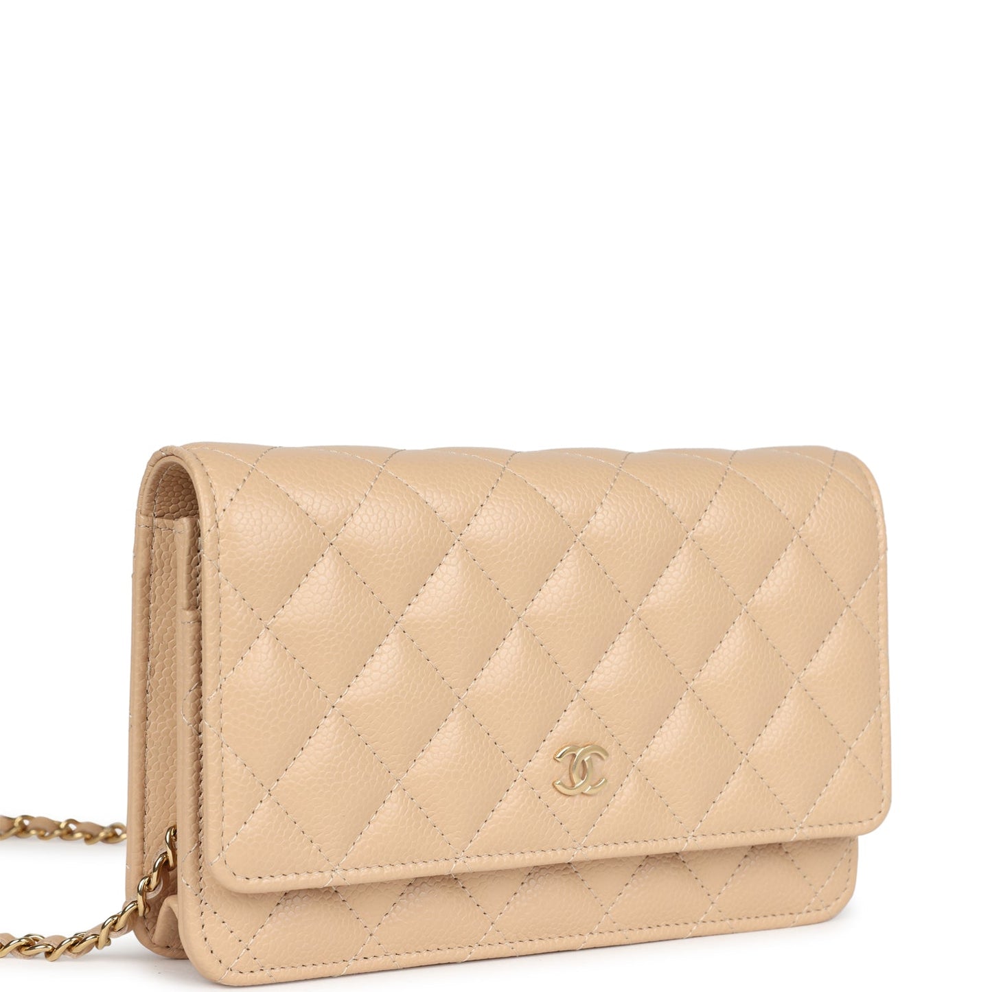 Chanel Wallet On Chain WOC Light Beige Caviar Gold Hardware Crossbody