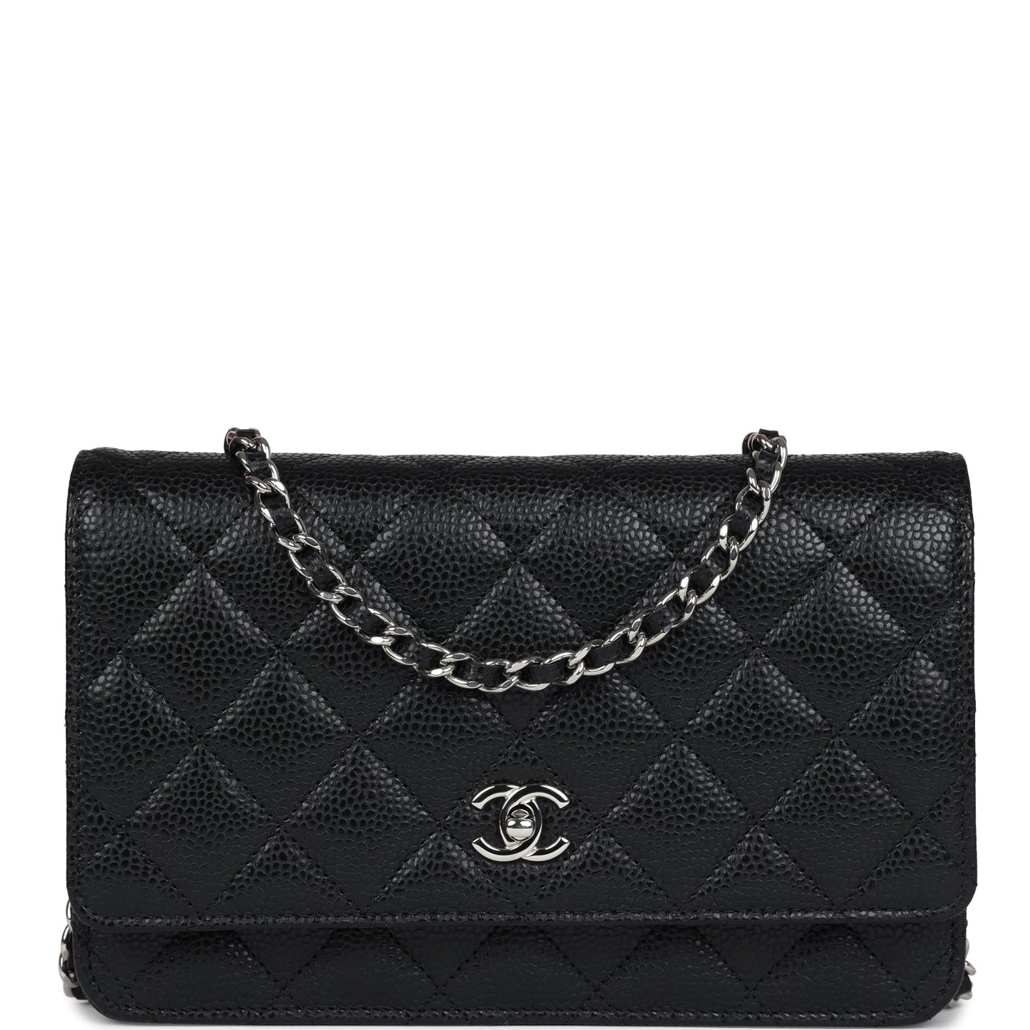 Chanel Wallet On Chain WOC Black Caviar Silver Hardware Crossbody