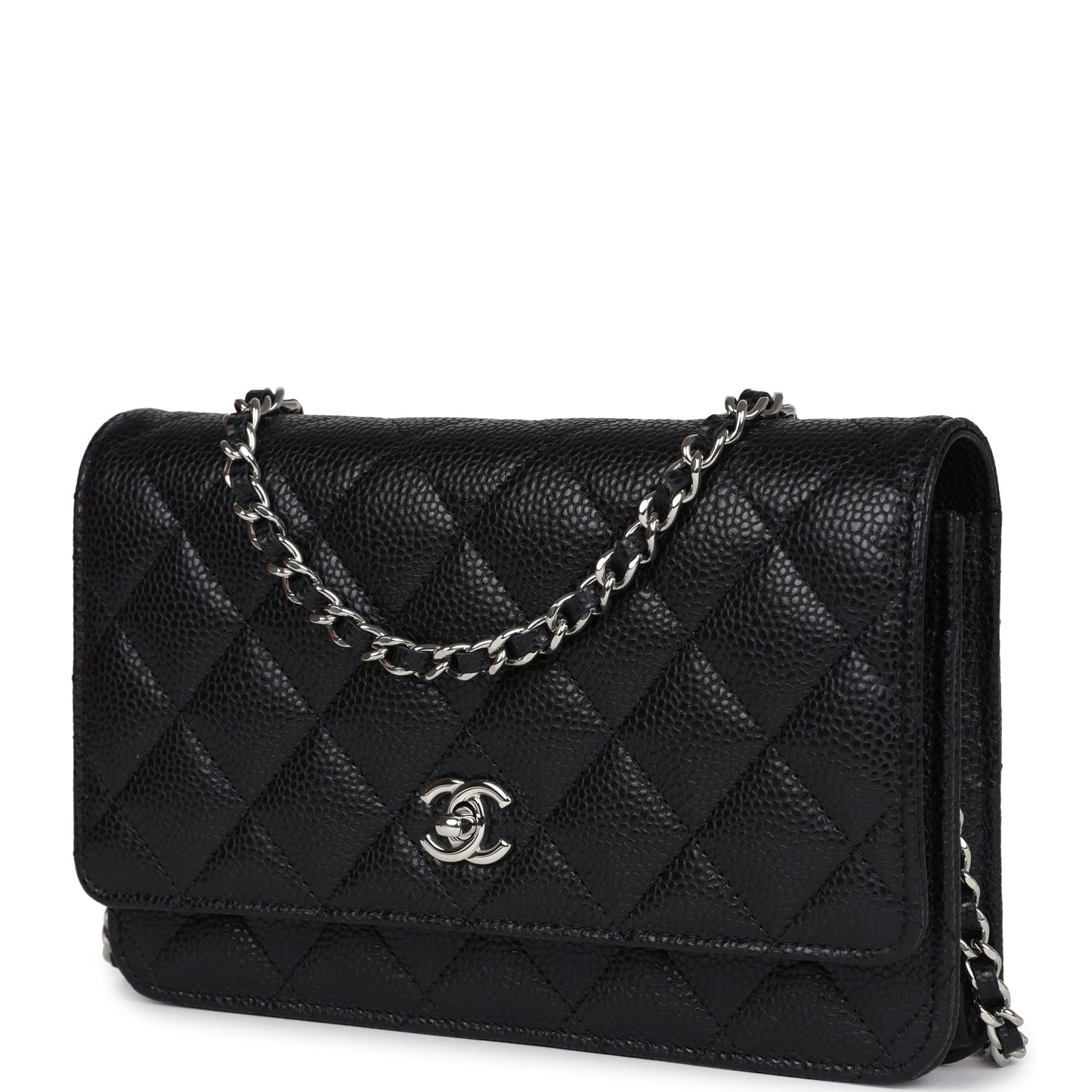Chanel Wallet On Chain WOC Black Caviar Silver Hardware Crossbody