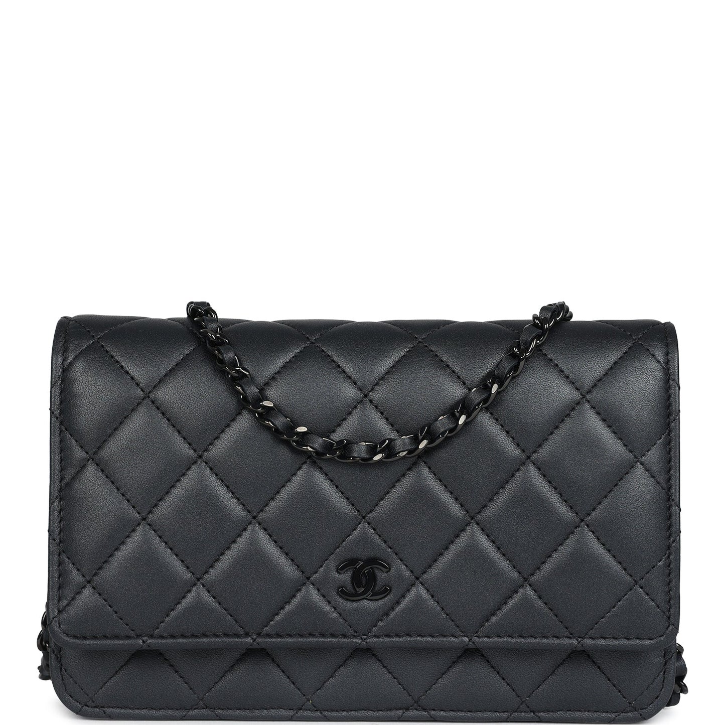 Chanel Classic Wallet On Chain WOC SO Black Iridescent Lambskin Black Hardware