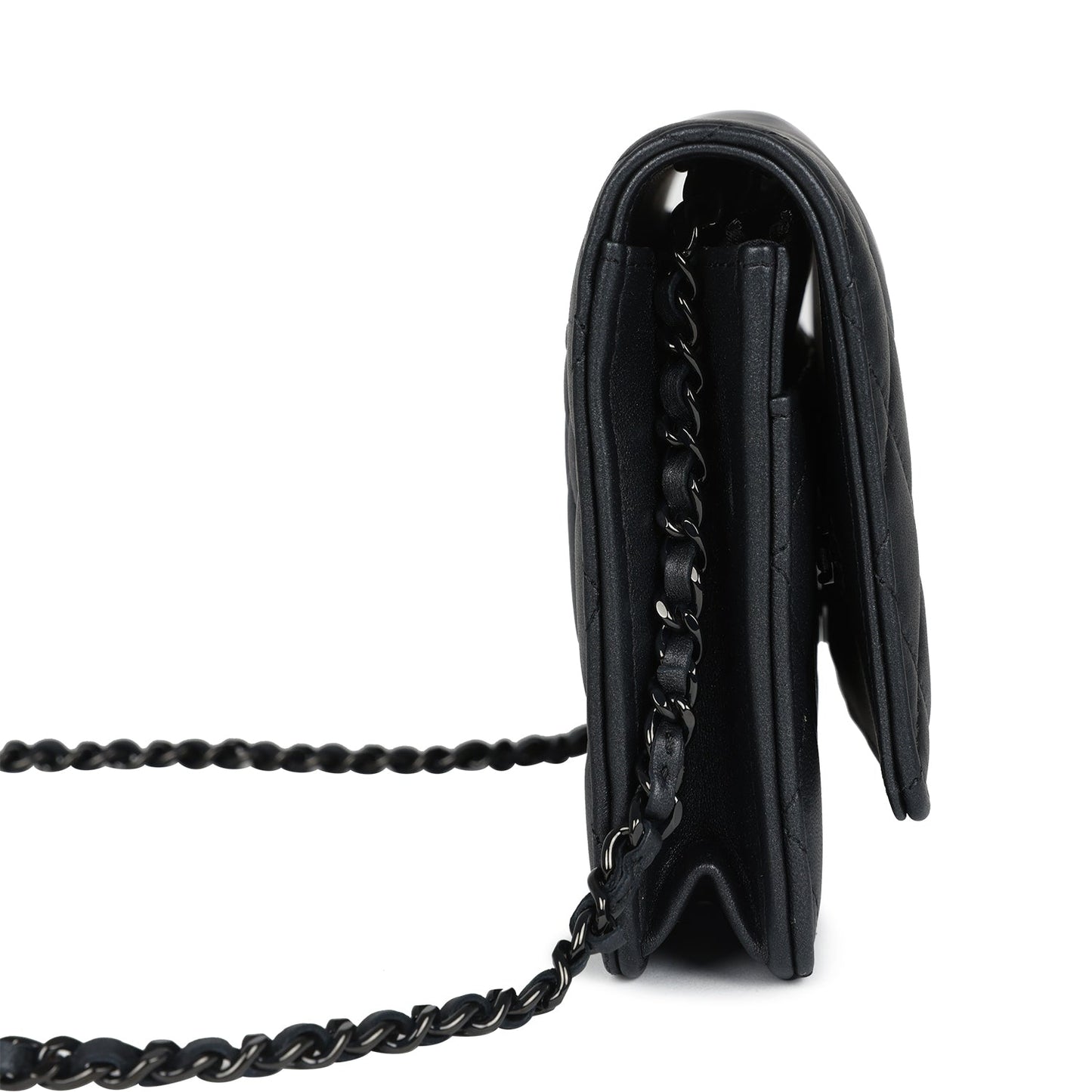 Chanel Classic Wallet On Chain WOC SO Black Iridescent Lambskin Black Hardware