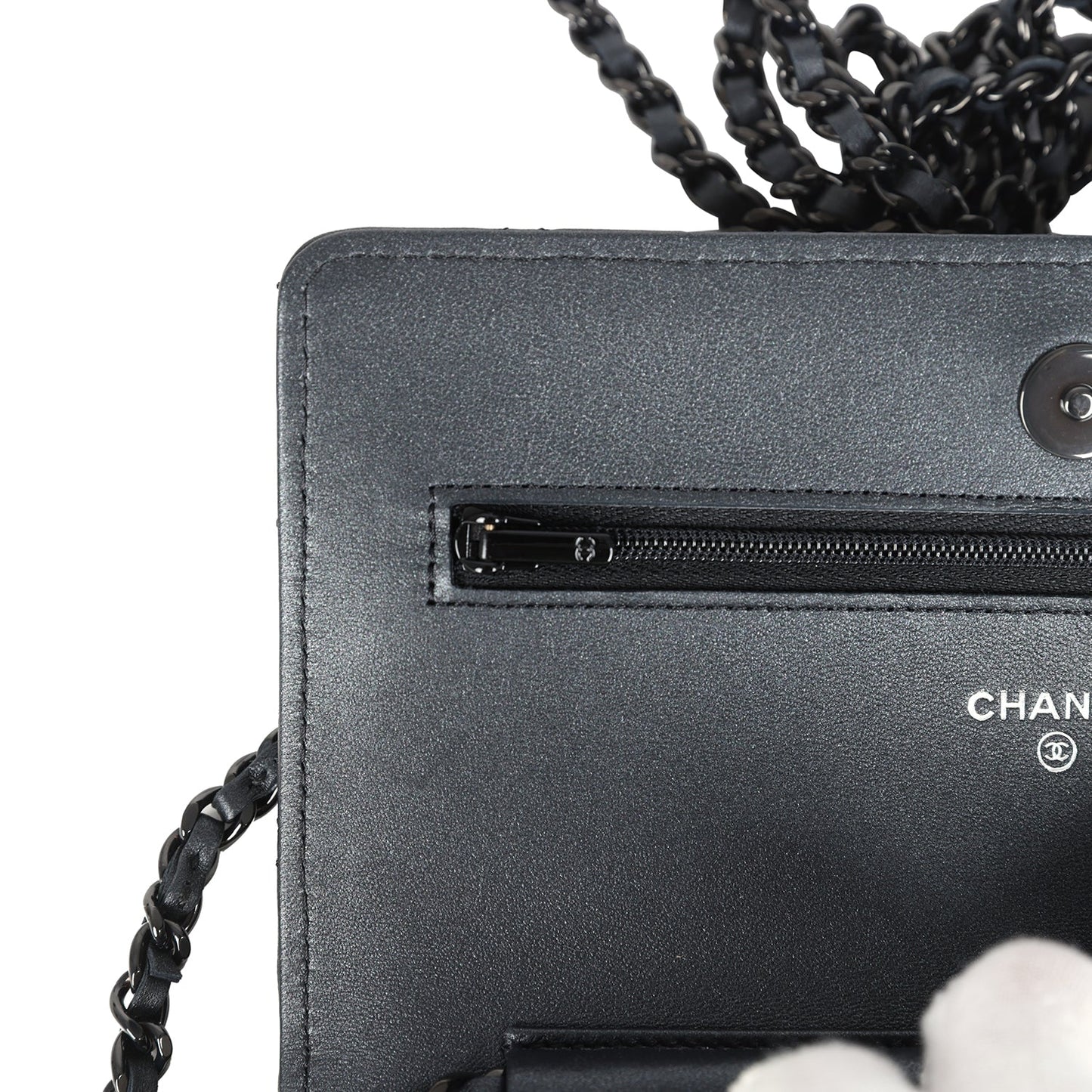 Chanel Classic Wallet On Chain WOC SO Black Iridescent Lambskin Black Hardware