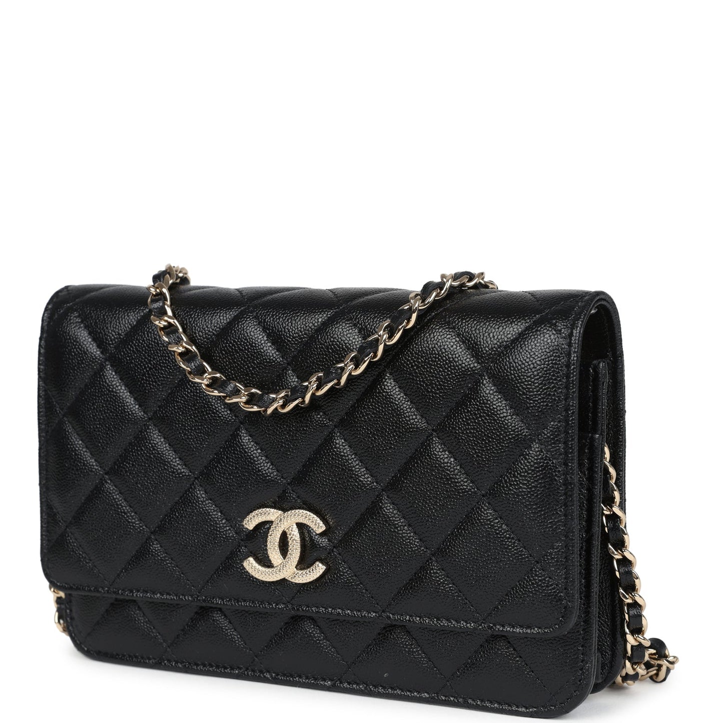 Chanel Wallet On Chain WOC Black Shiny Caviar Light Gold Hardware