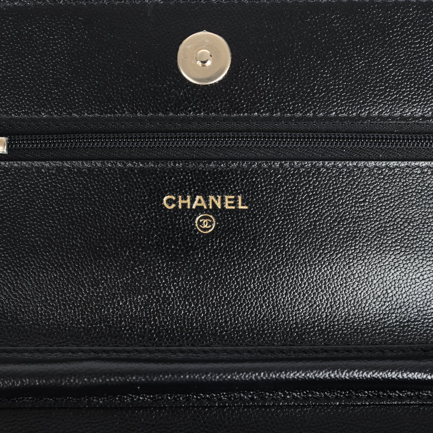 Chanel Wallet On Chain WOC Black Shiny Caviar Light Gold Hardware