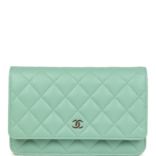Chanel Wallet On Chain WOC Light Green Caviar Light Gold Hardware Crossbody