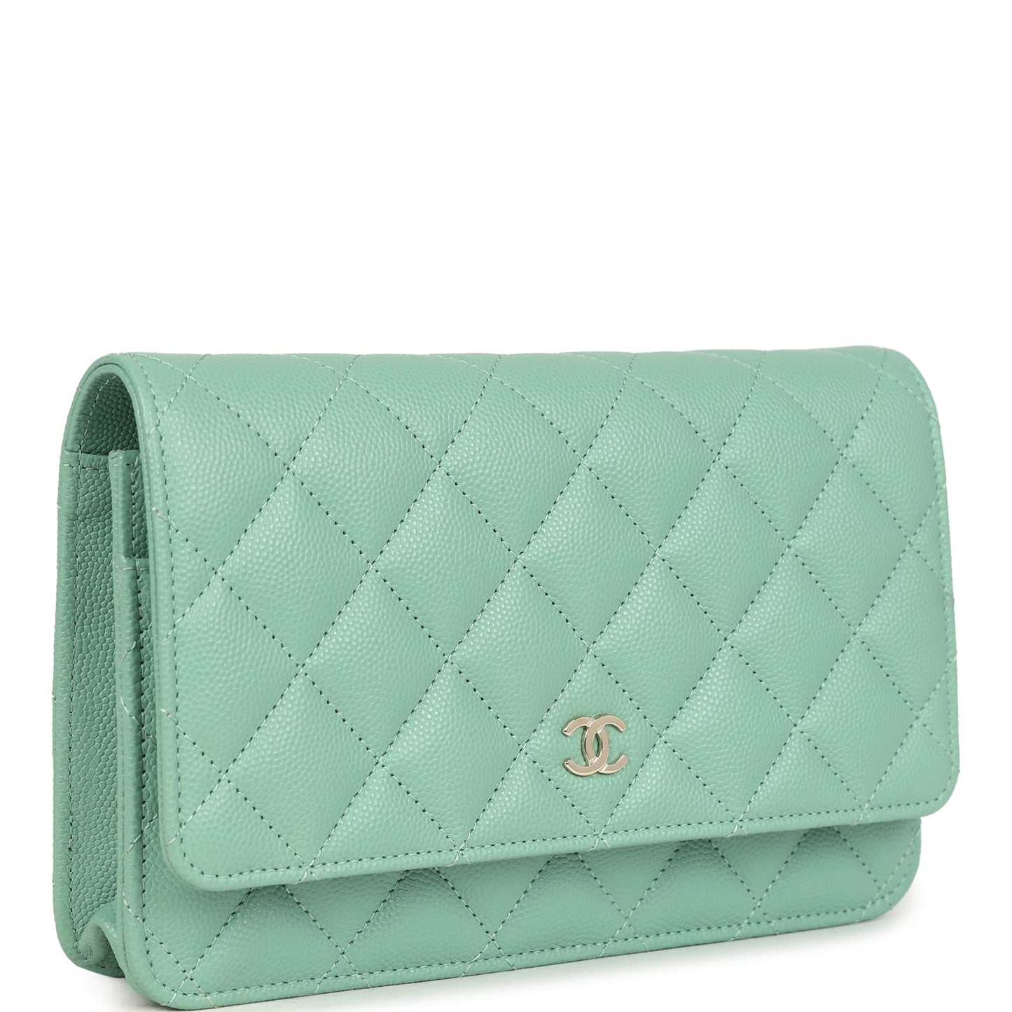 Chanel Wallet On Chain WOC Light Green Caviar Light Gold Hardware Crossbody