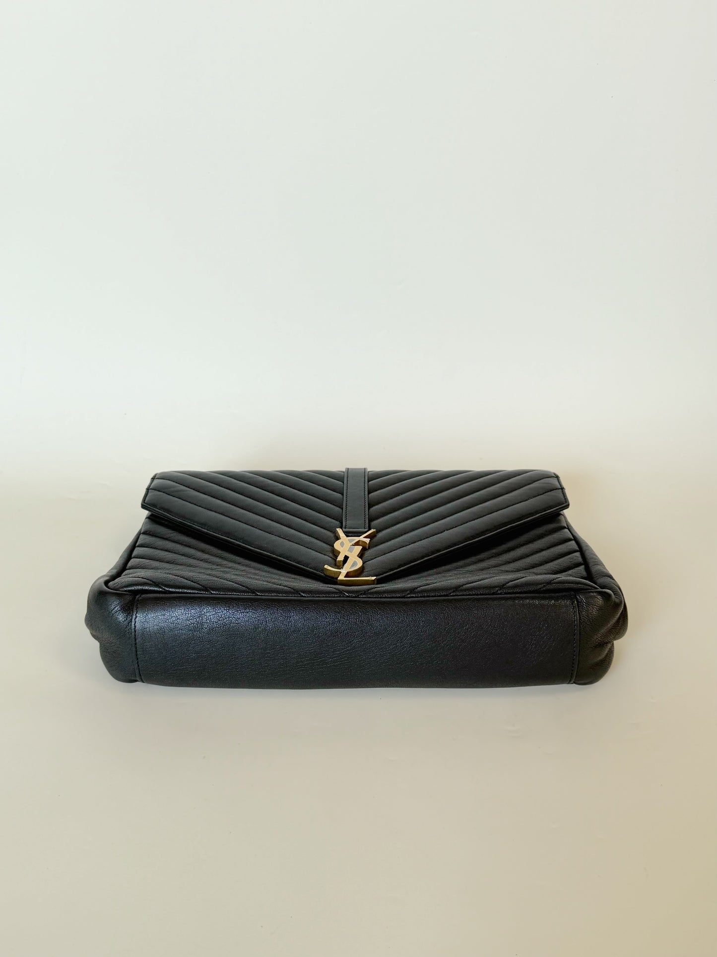 Saint Laurent Grain De Matelasse chevron monogram Stachel (Bundle with Louis Vuitton Clutch)