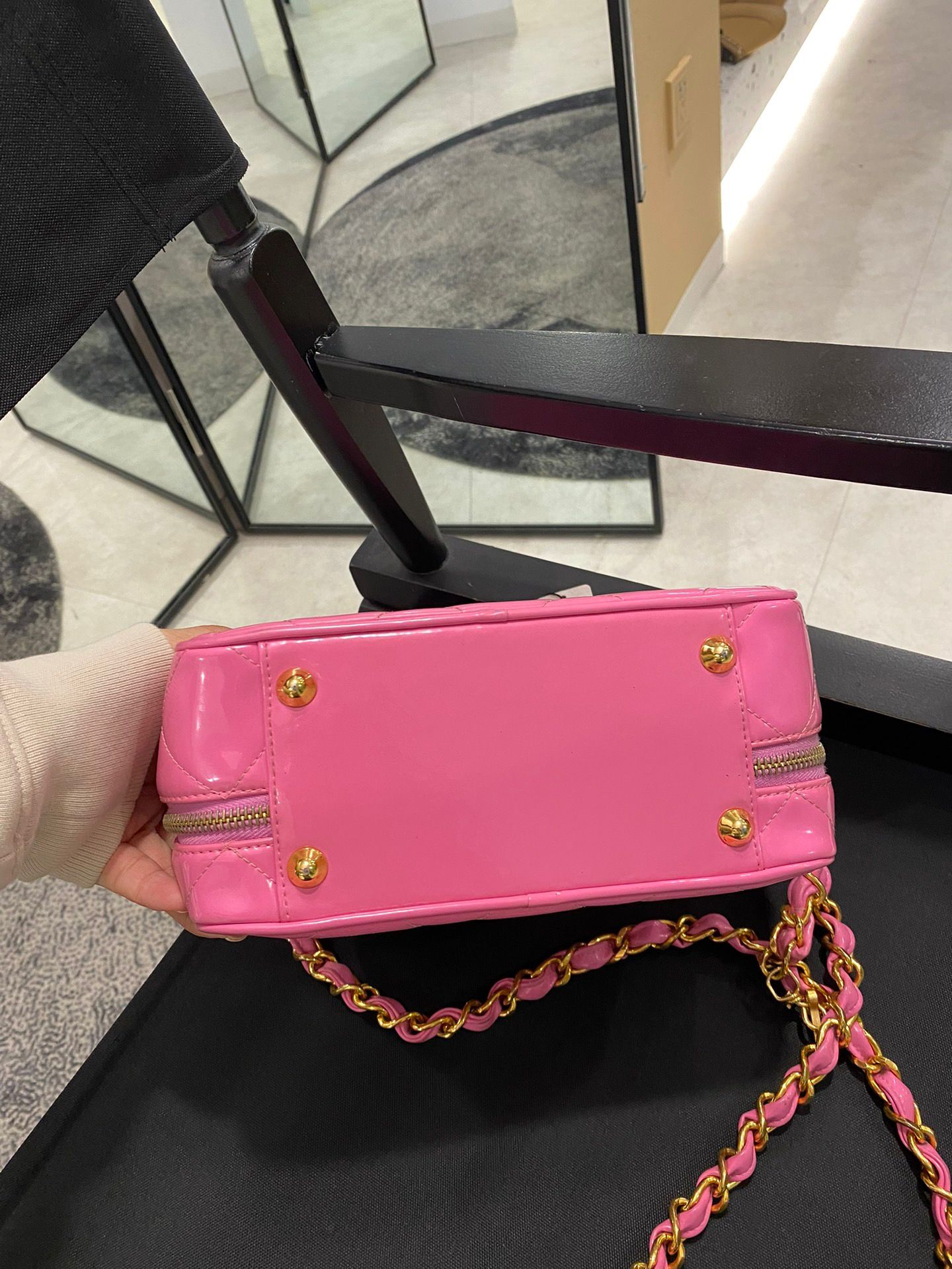 Chanel Vanity Bag Pink Patent Gold Hardware