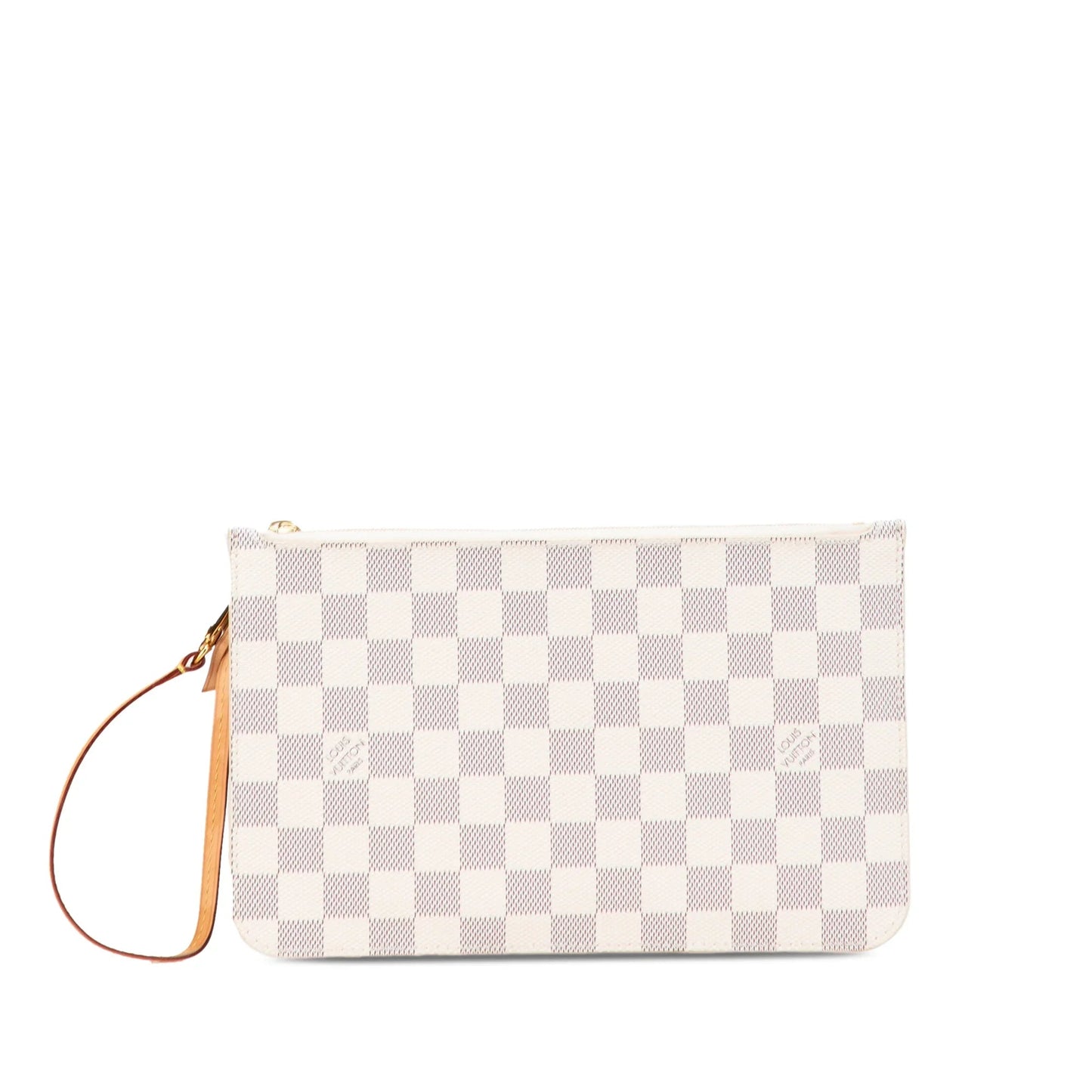 White Louis Vuitton Damier Azur Neverfull Pouch MM