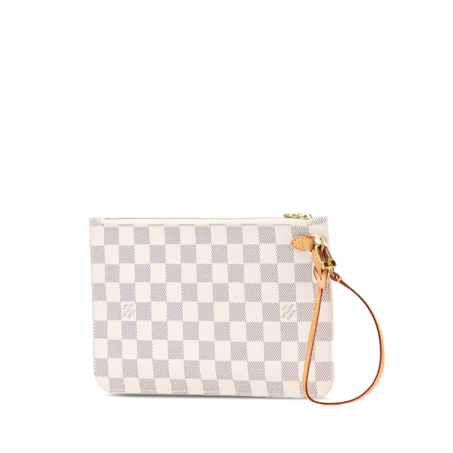White Louis Vuitton Damier Azur Neverfull Pouch MM