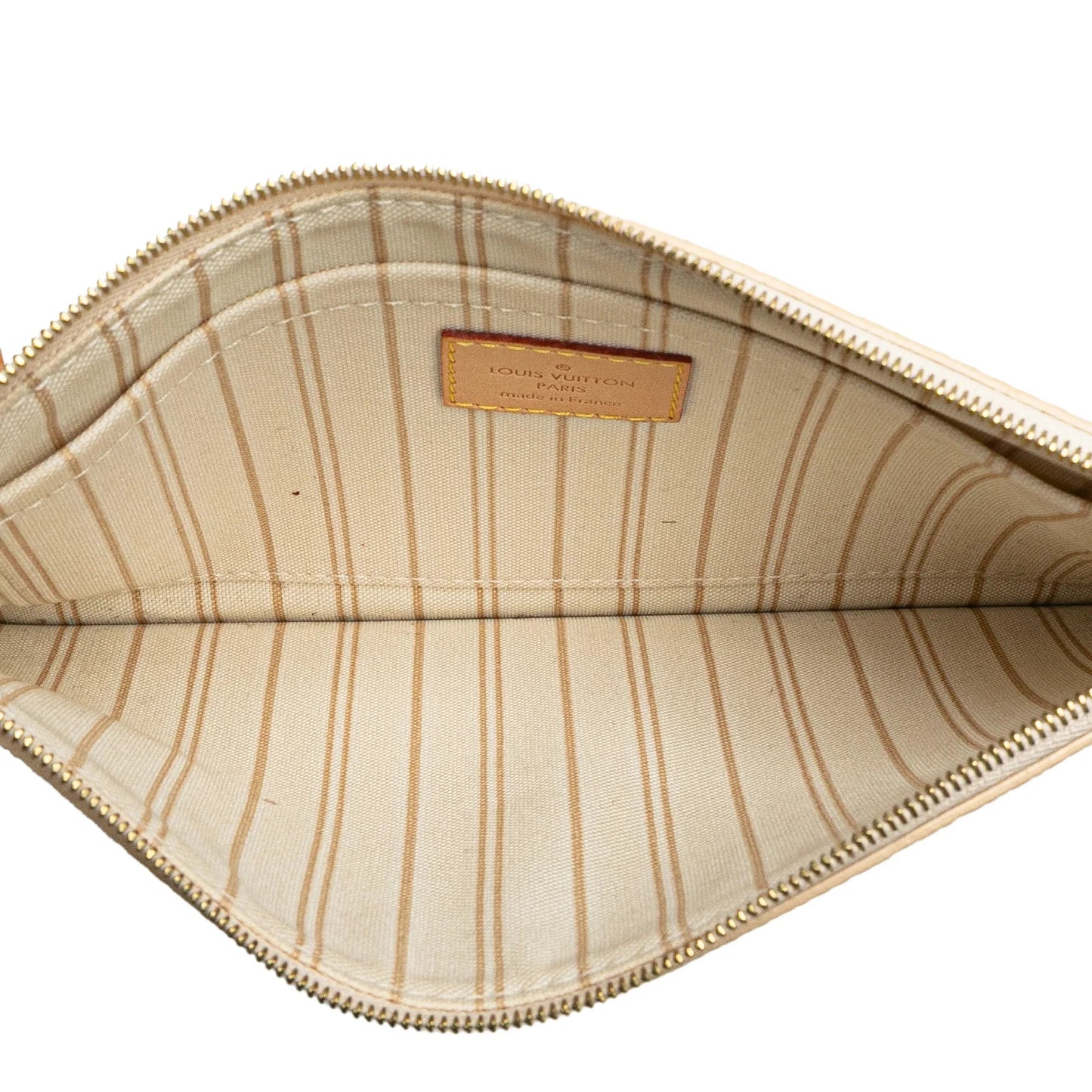 White Louis Vuitton Damier Azur Neverfull Pouch MM