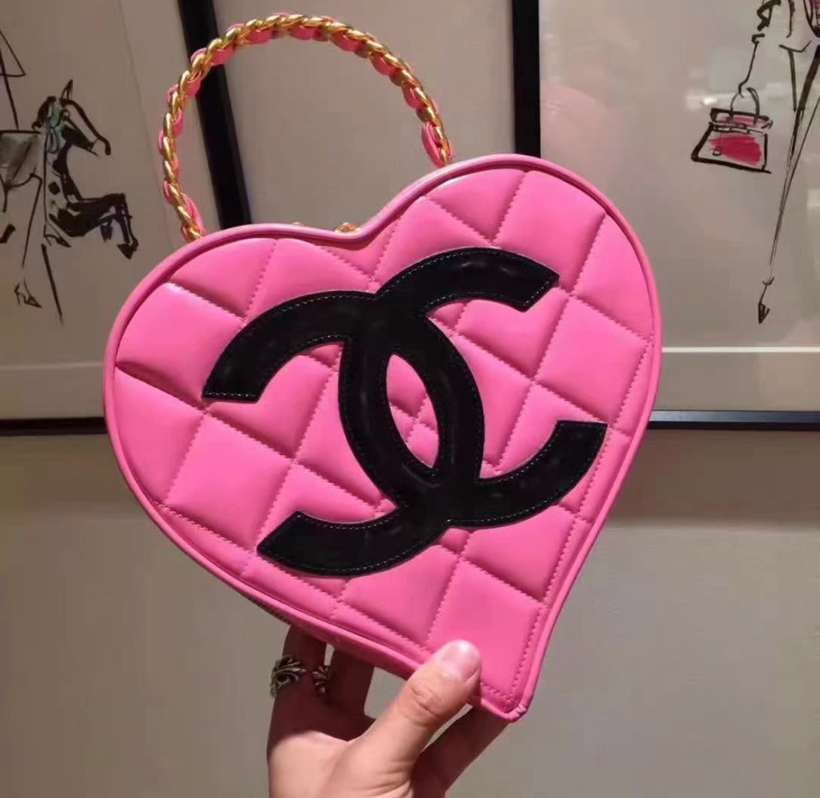 Chanel 1995  Heart Handle Bag Quilted Patent Barbie collection
