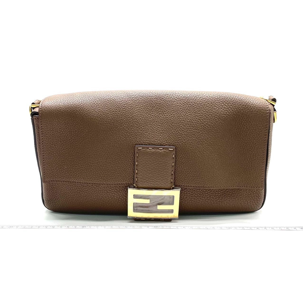 Fendi Baguette Selleria Calfskin Leather Crossbody Bag Large Brown