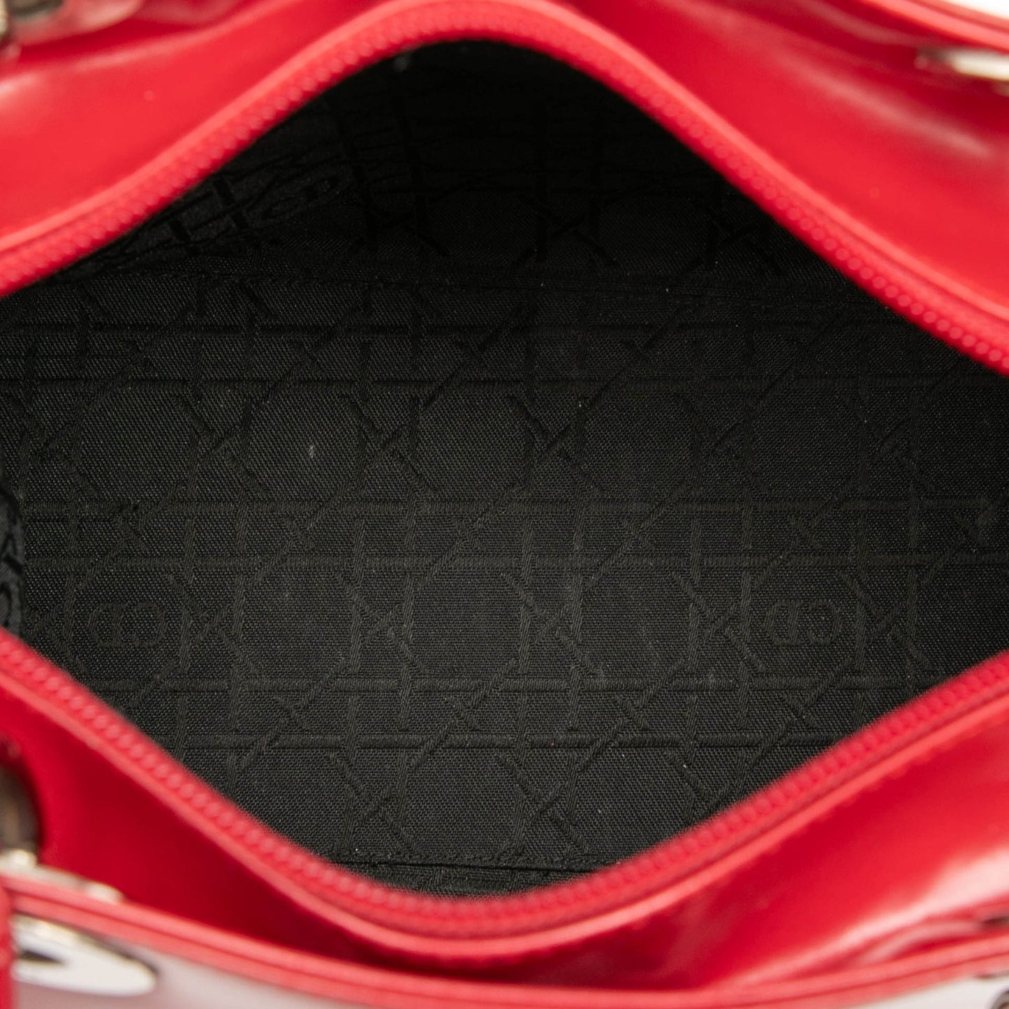 Red Dior Medium Patent Lady Dior Satchel