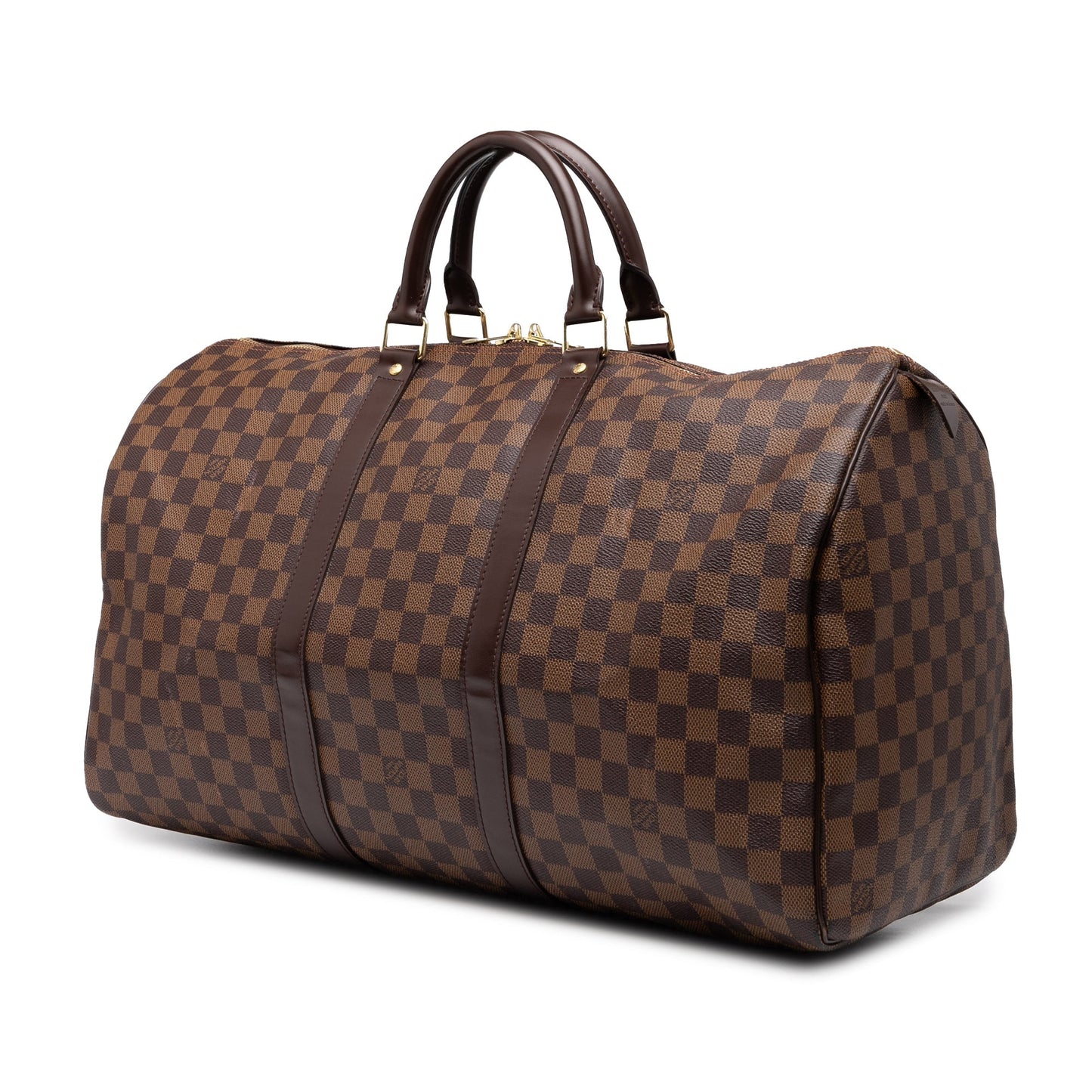 Brown Louis Vuitton Damier Ebene Keepall 50 Travel Bag