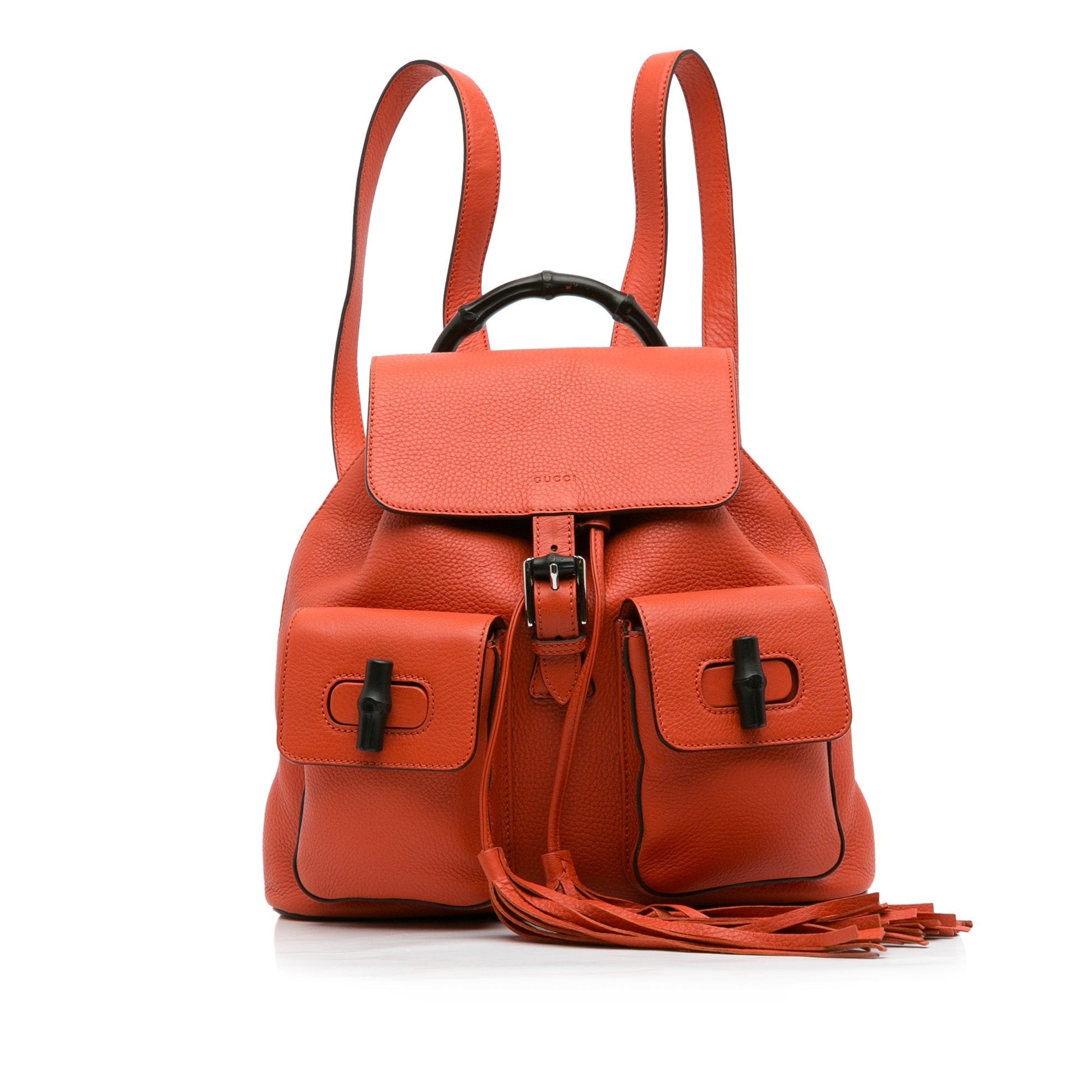 Gucci Bamboo Orange Leather Backpack