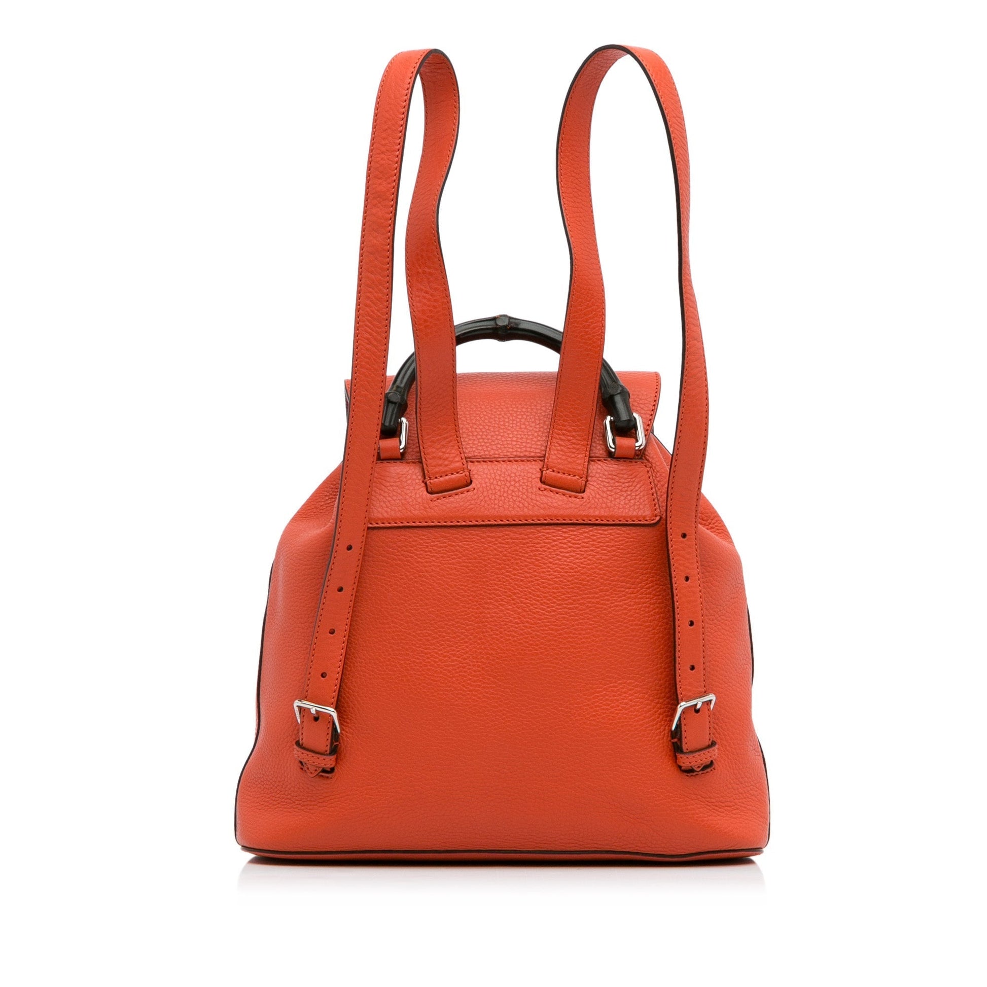 Gucci Bamboo Orange Leather Backpack