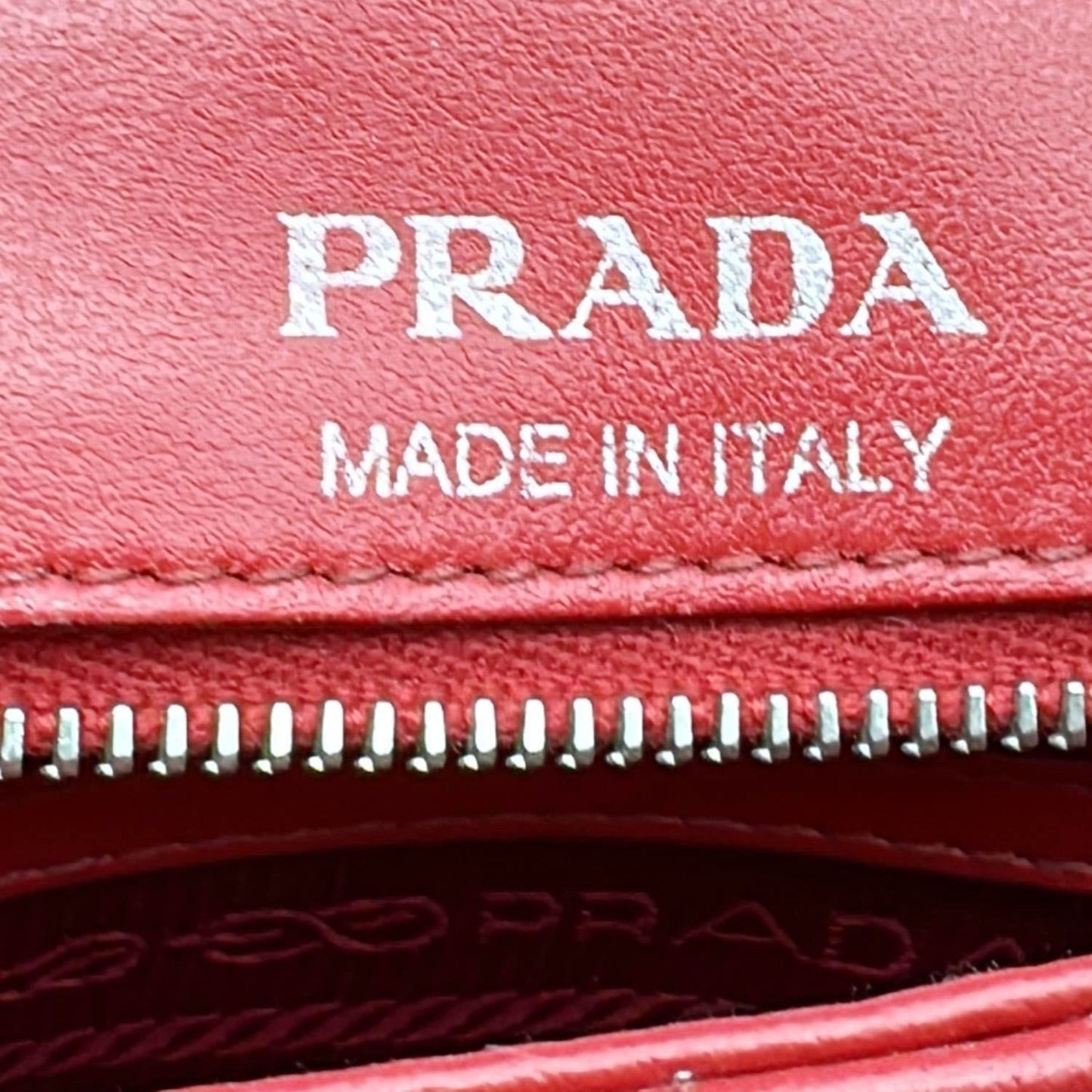 PRADA Diagramme Flap Calfskin Leather Chain Crossbody Bag Red