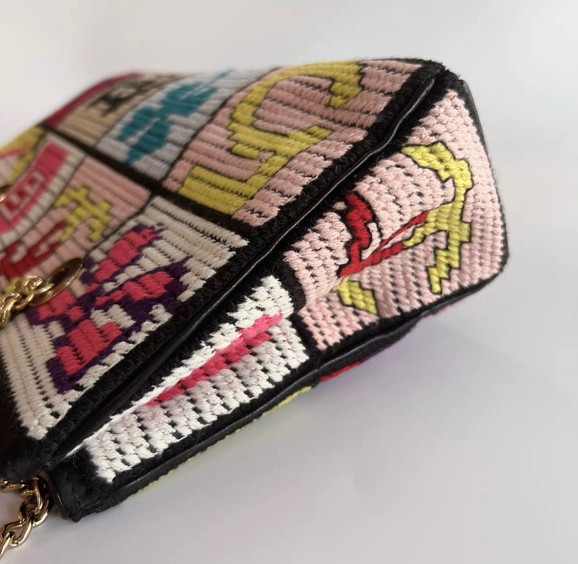 Chanel  Cross stitch shoulder bag